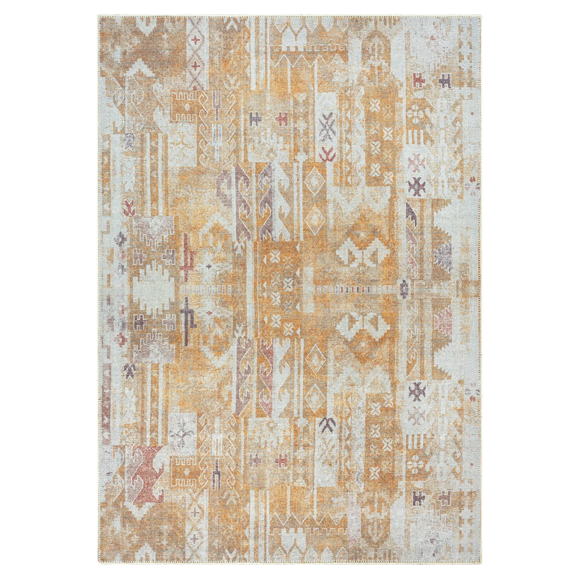 GLN Rugs Thebes - Machine Washable Area Rug - Turkish Yellow/Gray Home Rugs
