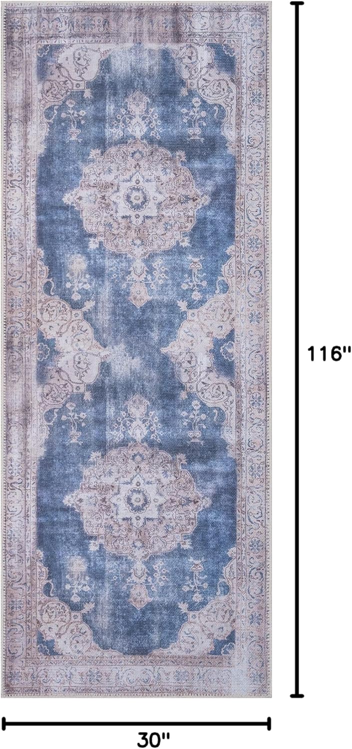 GLN Rugs Akhira - Machine Washable Area Rug - Turkish Cream/Navy Home Rugs