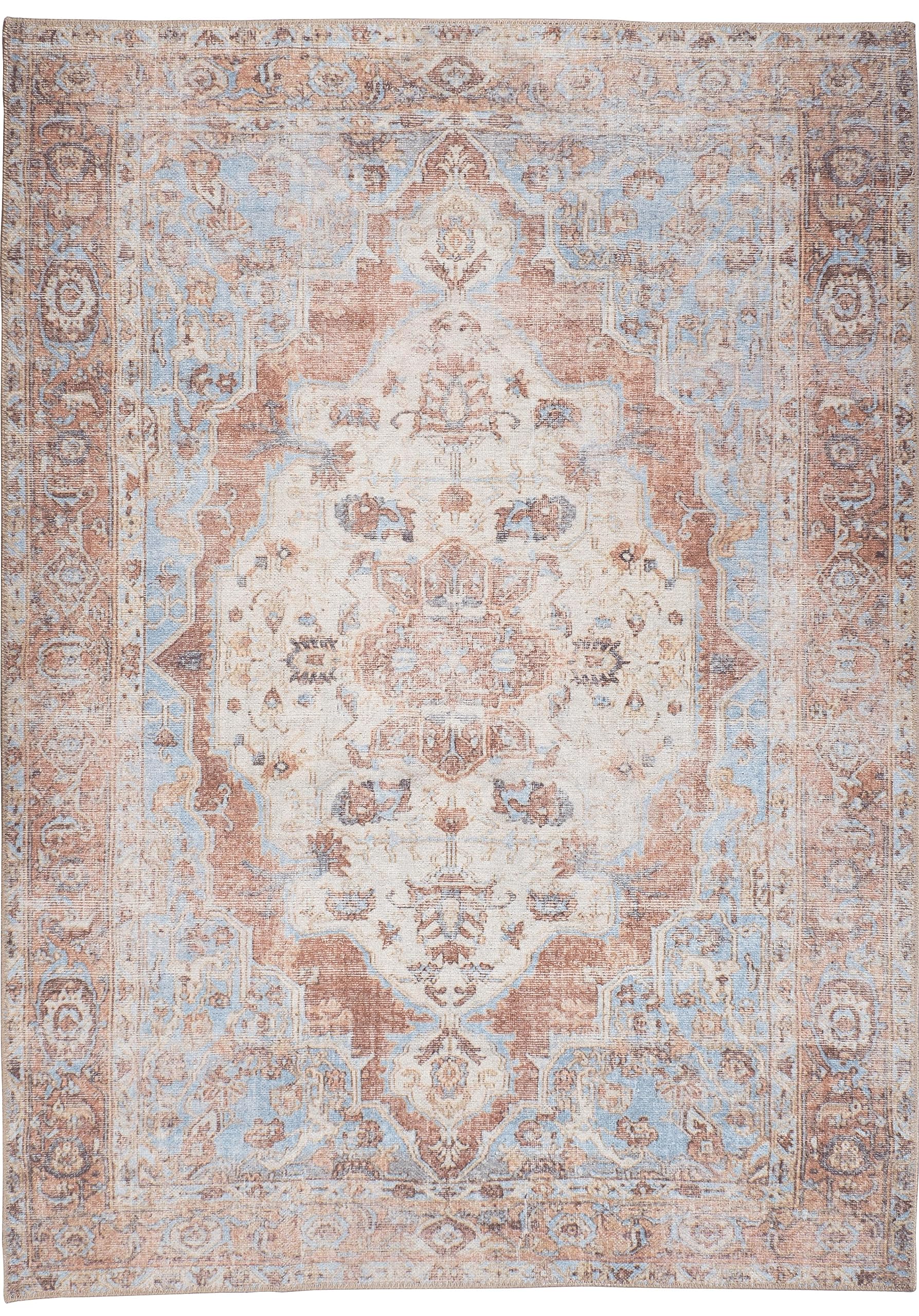 GLN Rugs Trapezus - Machine Washable Area Rug - Sky/Terra Home Rug