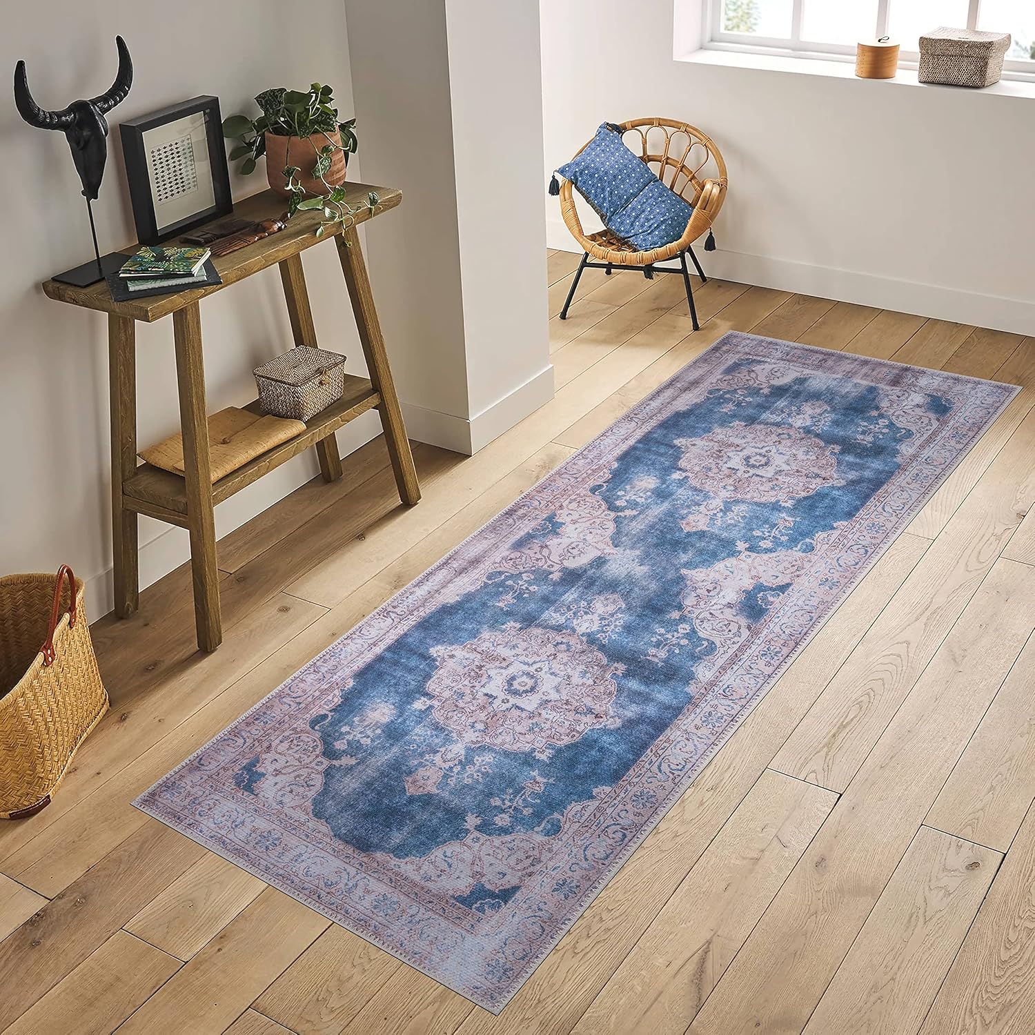 GLN Rugs Akhira - Machine Washable Area Rug - Turkish Cream/Navy Home Rugs