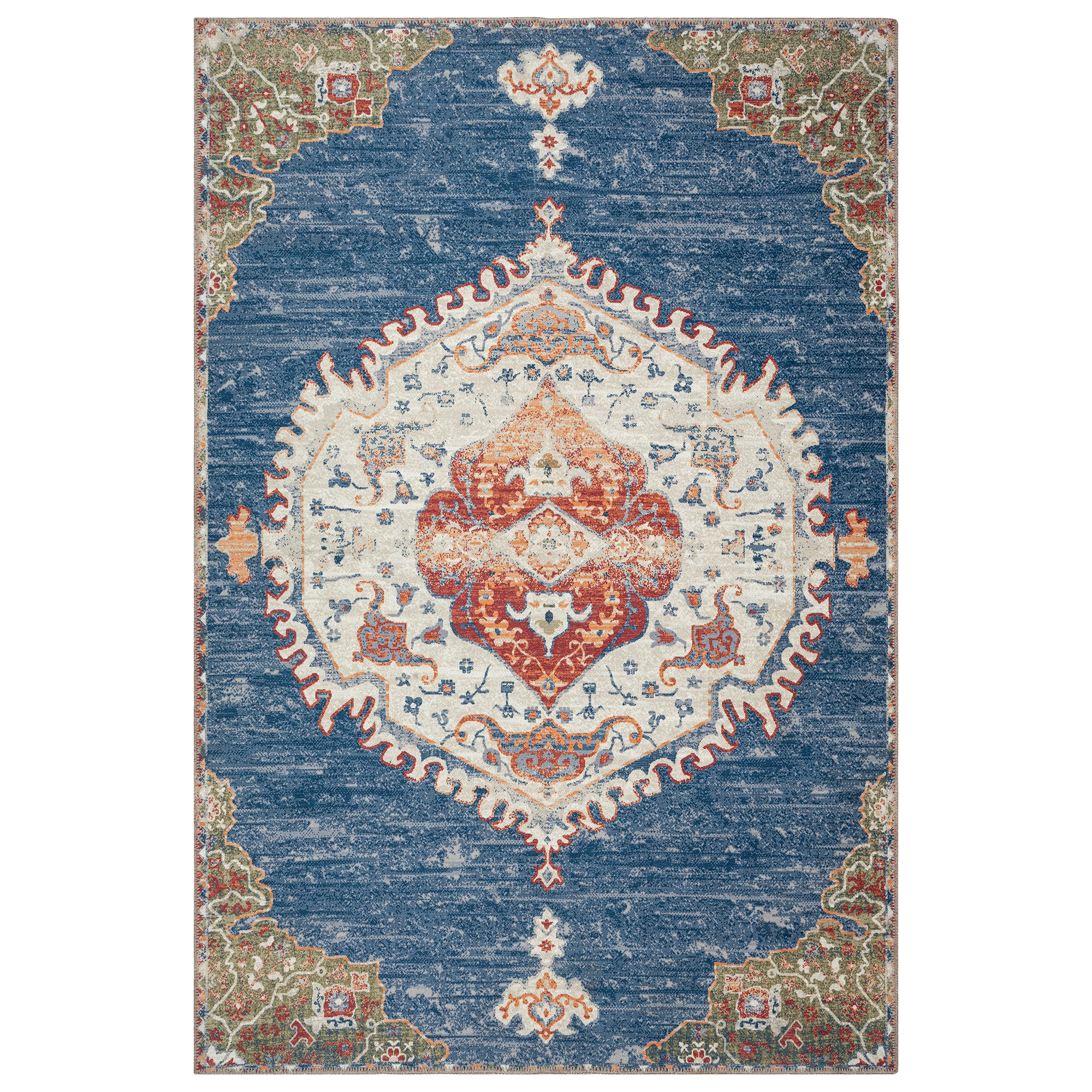 GLN Rugs Anatolium - Machine Washable Area Rug - Turkish Blue Home Rugs