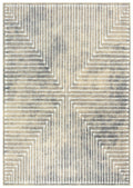A Turkish beige/gray area rug with a contemporary geometric pattern, power-loomed for durability.