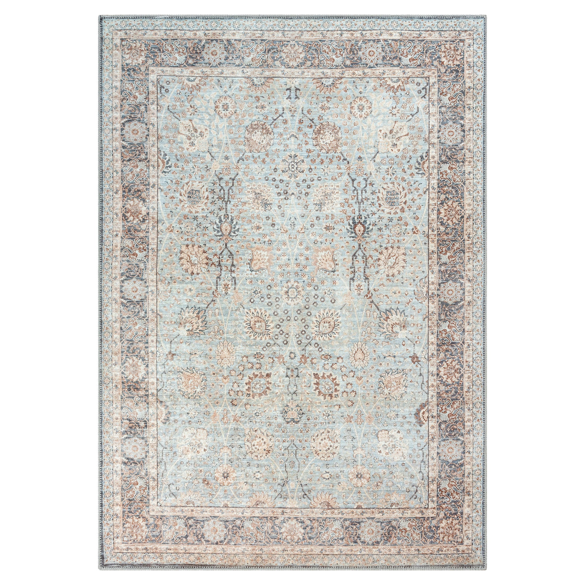 GLN Rugs Samarkand - Machine Washable Area Rug - Turkish Light Blue Home Rugs