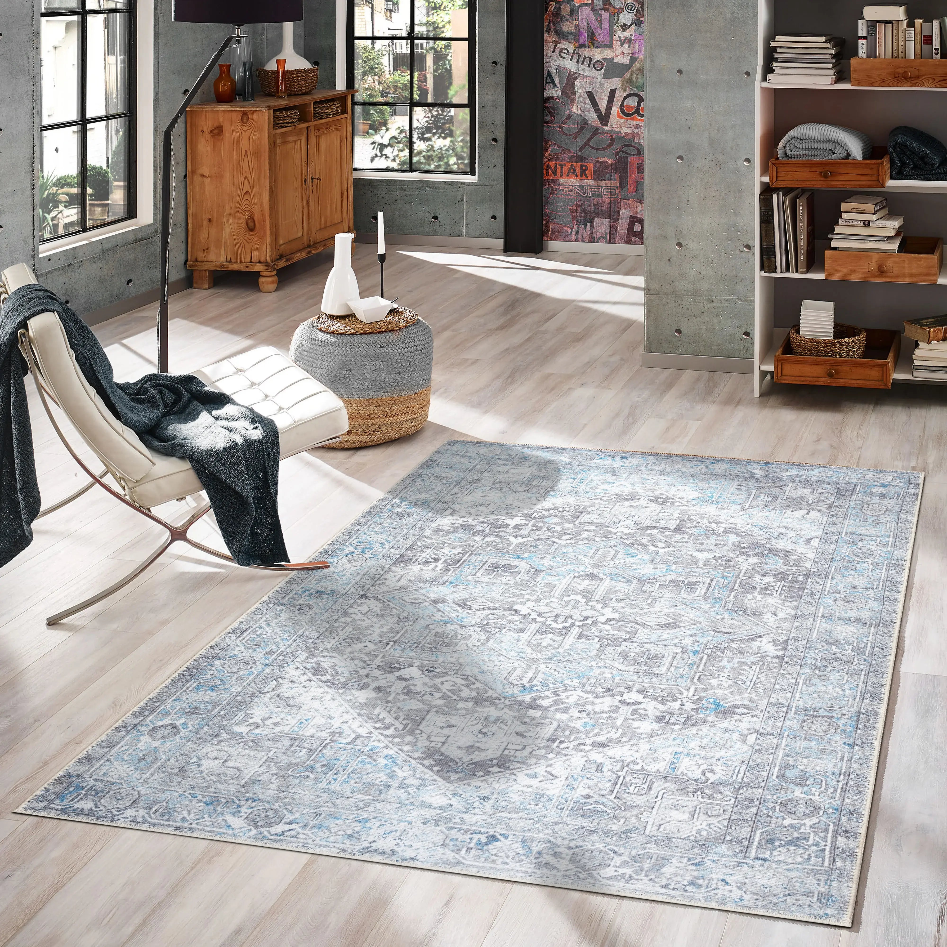 MEMPHIS Nano Technology Rug (Blue/Gray)