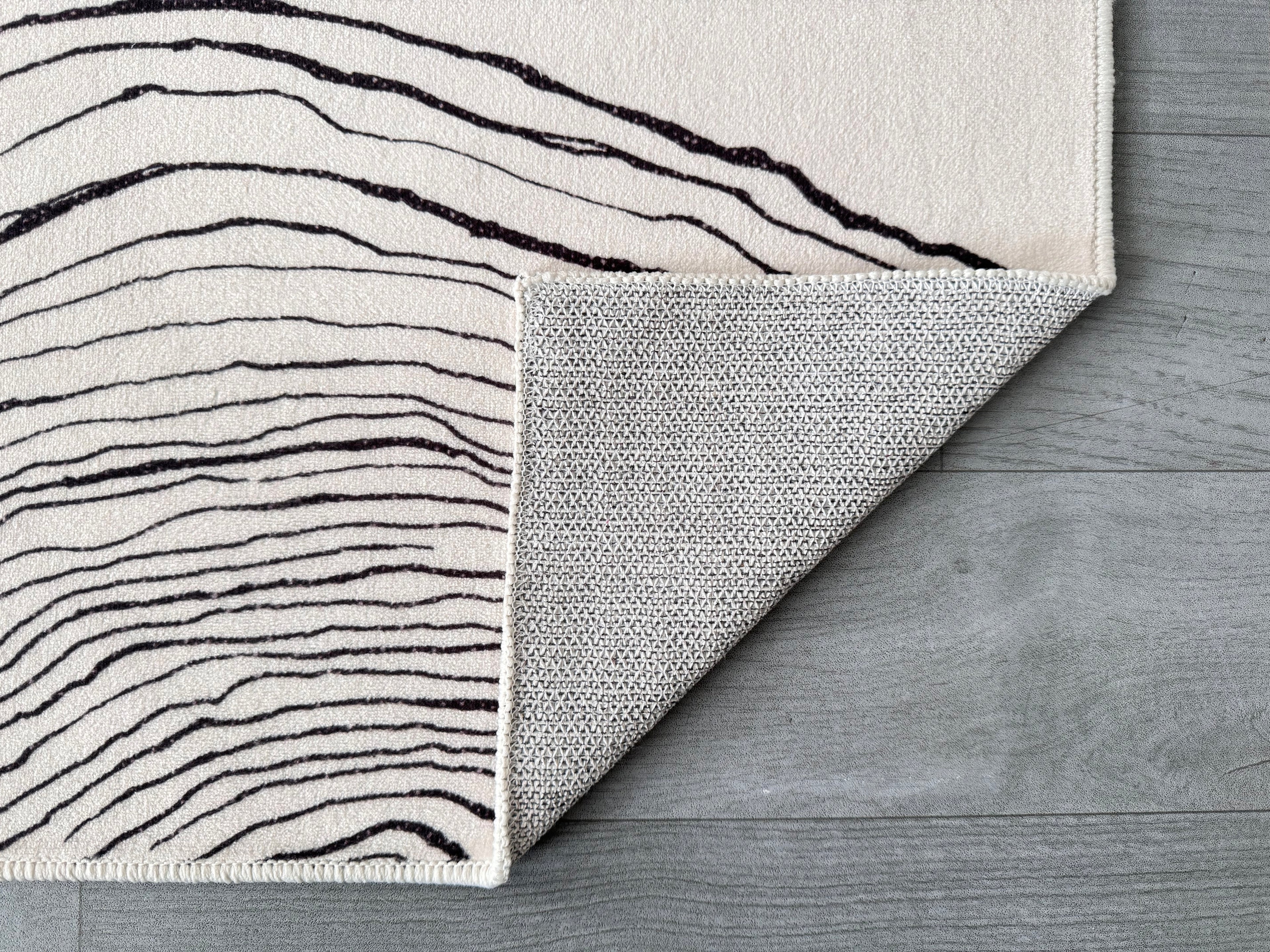 GLN Rugs Thassos - Machine Washable Area Rug - Beige/Black Home Rug