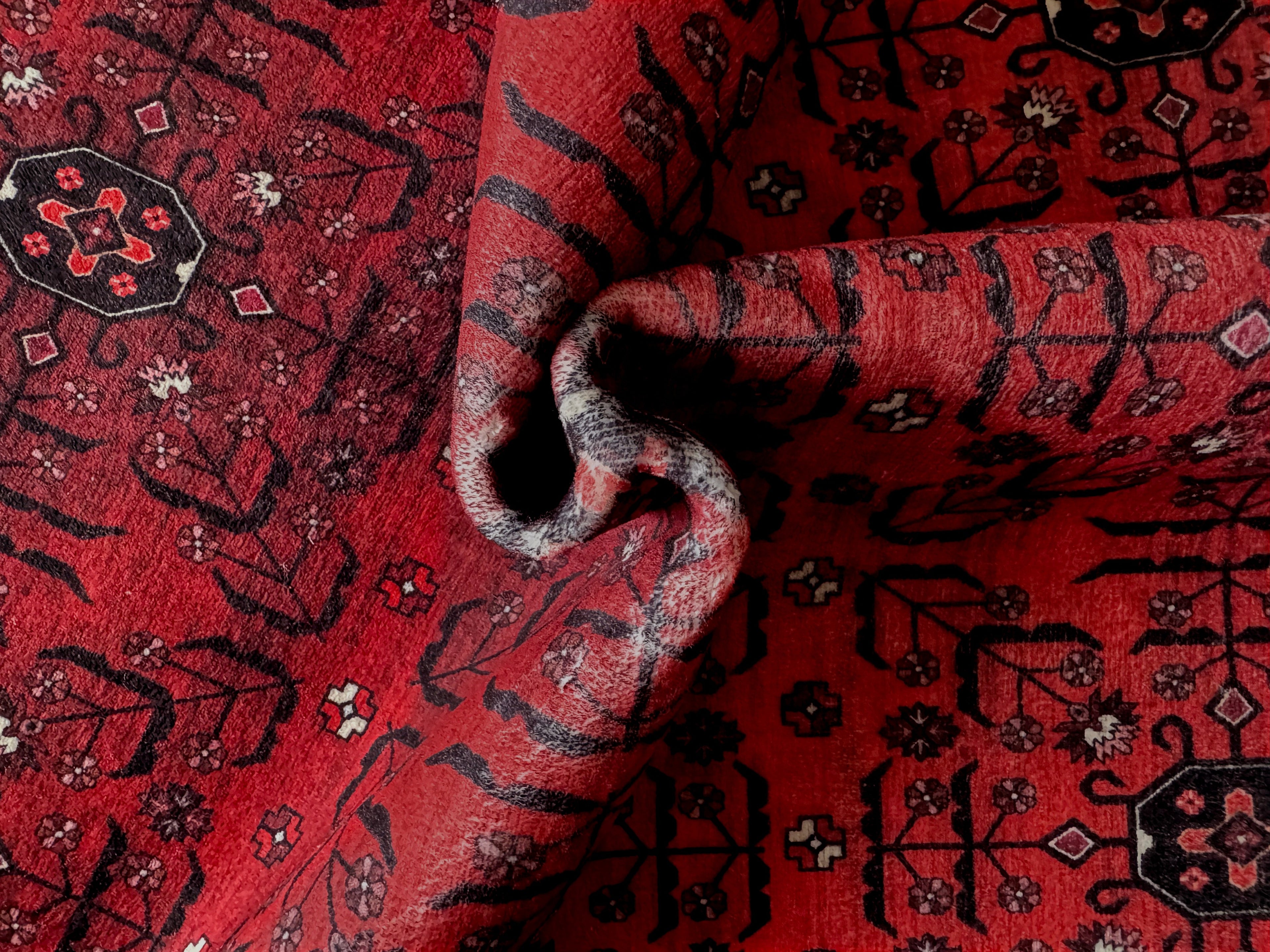 GLN Rugs Lyonesse - Machine Washable Area Rug - Afghan Dark Red Home Rug