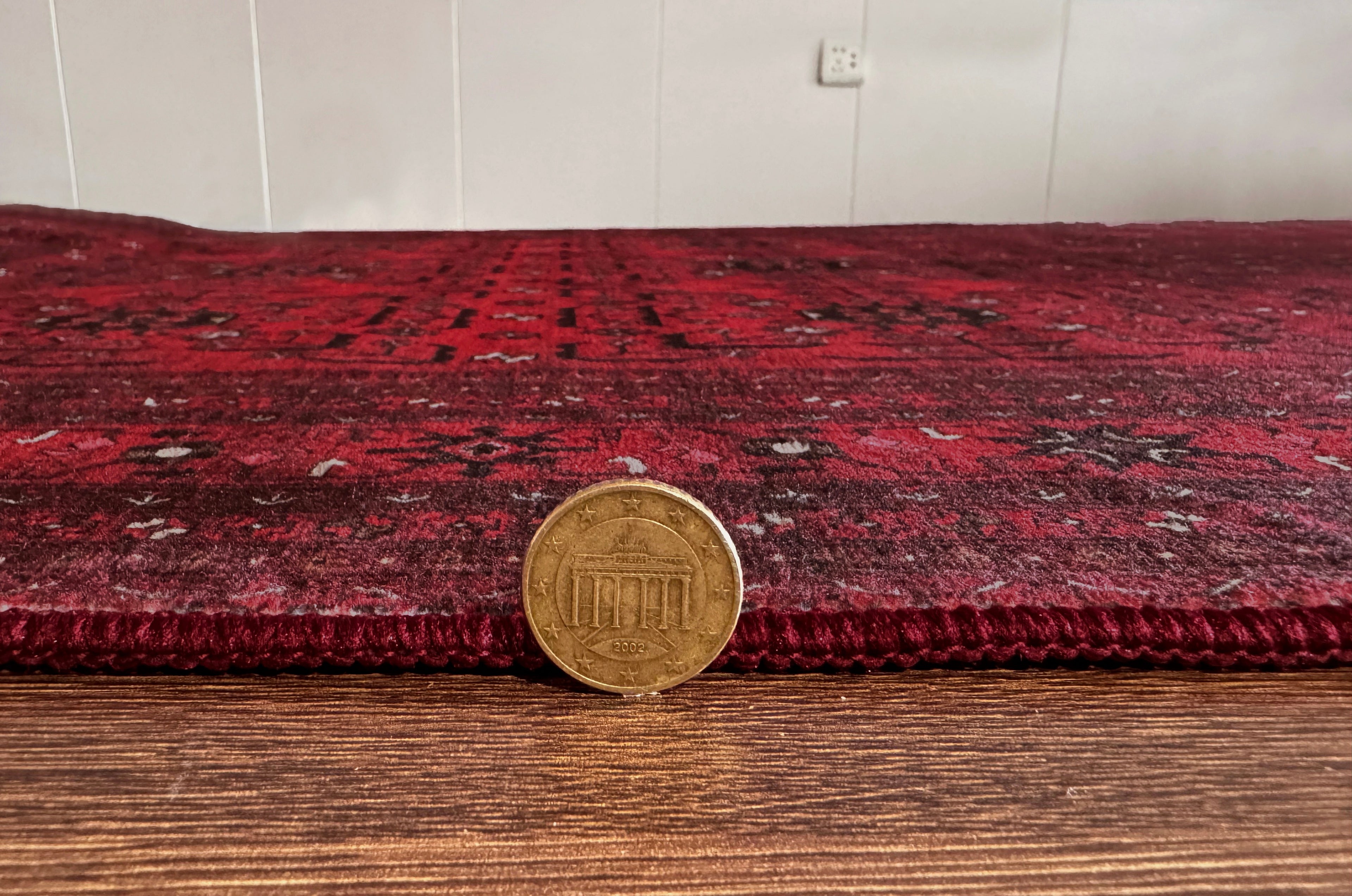 GLN Rugs Lyonesse - Machine Washable Area Rug - Afghan Dark Red Home Rug