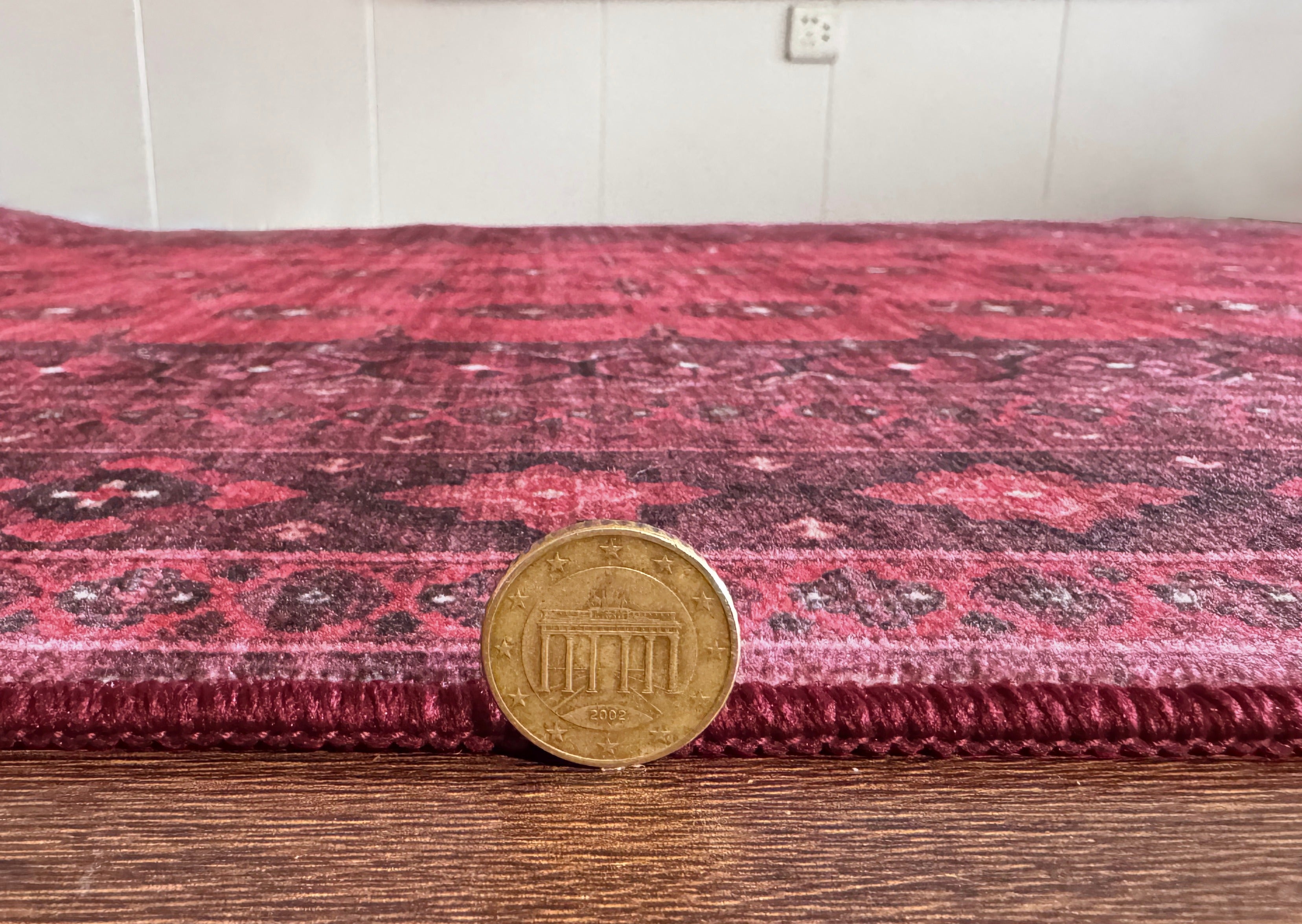 GLN Rugs Arcadia - Machine Washable Area Rug - Dark Red Home Rug