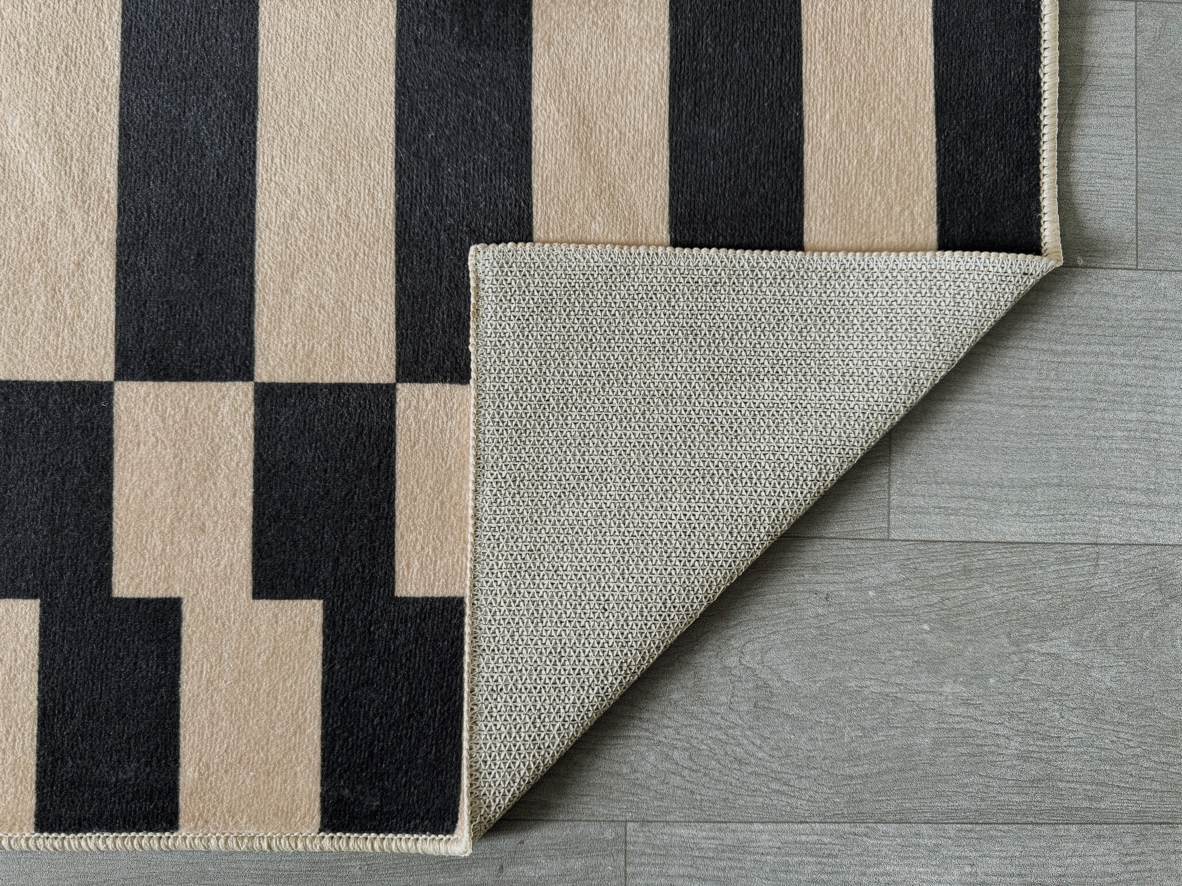GLN Rugs Bodrum - Machine Washable Area Rug - Navy/Beige Home Rug