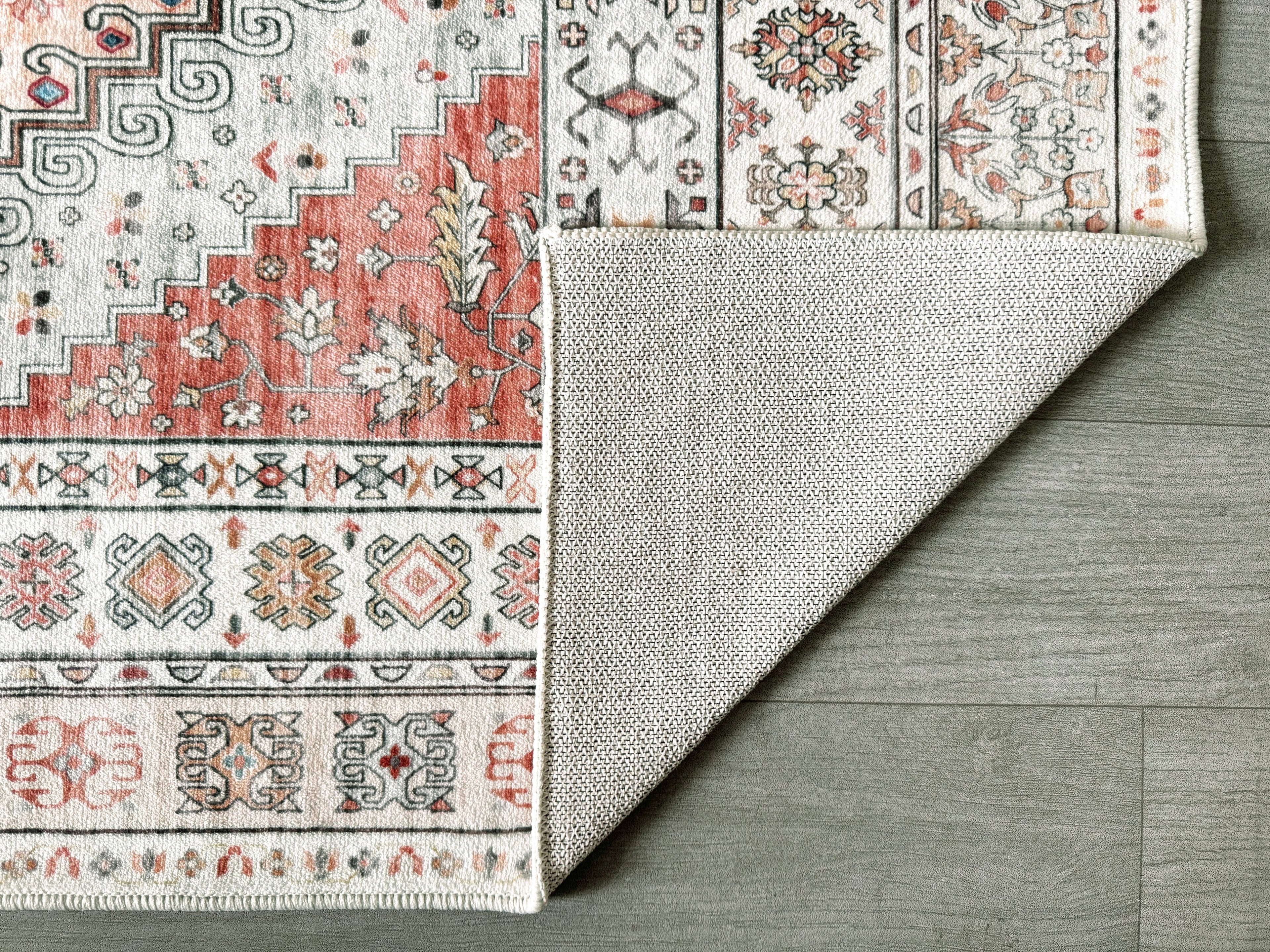 GLN Rugs Tyana - Machine Washable Area Rug - Cream/Terra Home Rug