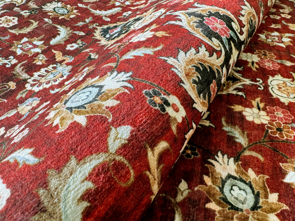 GLN Rugs Aphrodite - Machine Washable Area Rug - Red/Gold Home Rug