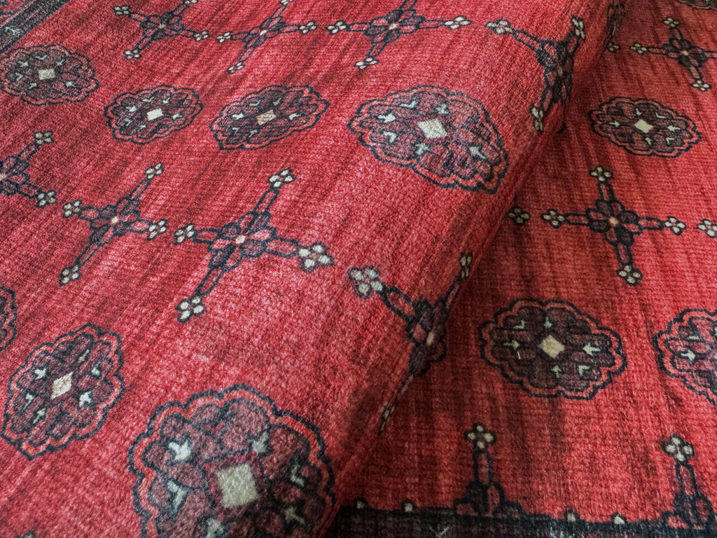 GLN Rugs Arcadia - Machine Washable Area Rug - Dark Red Home Rug