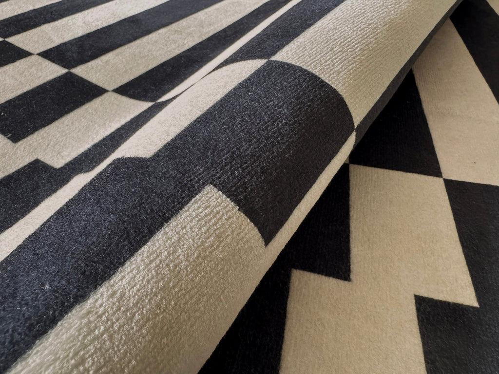 GLN Rugs Bodrum - Machine Washable Area Rug - Navy/Beige Home Rug