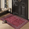GLN Rugs Yildiz - Machine Washable Area Rug - Dark Red Home Rug