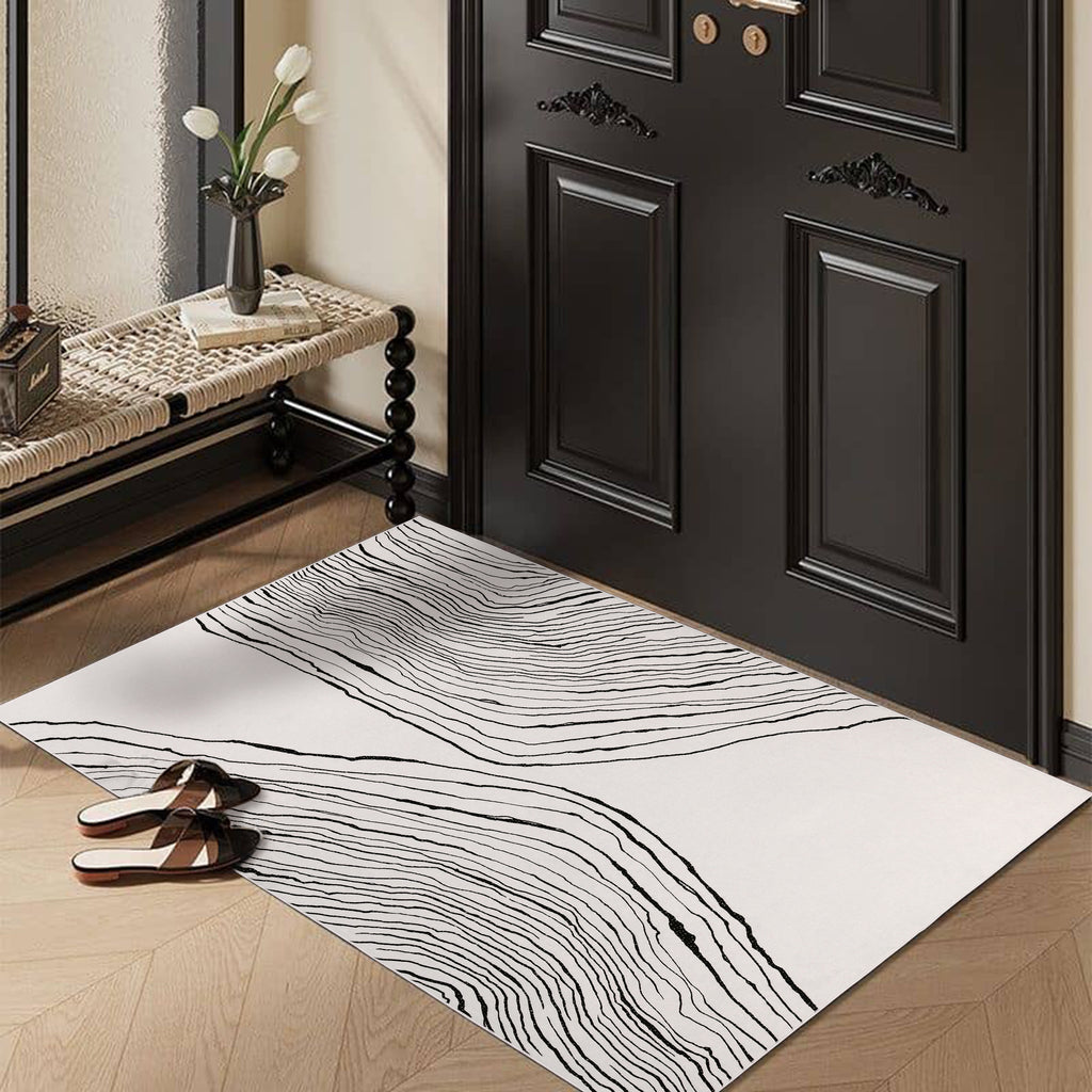 GLN Rugs Thassos - Machine Washable Area Rug - Beige/Black Home Rug