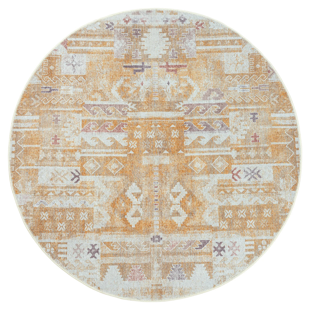 GLN Rugs Thebes - Machine Washable Area Rug - Turkish Yellow/Gray Home Rugs