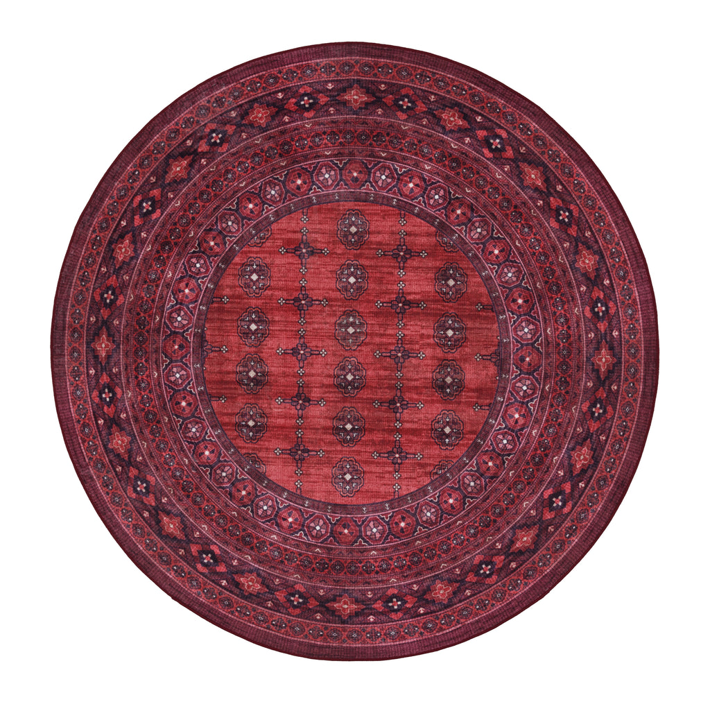 GLN Rugs Arcadia - Machine Washable Area Rug - Dark Red Home Rug