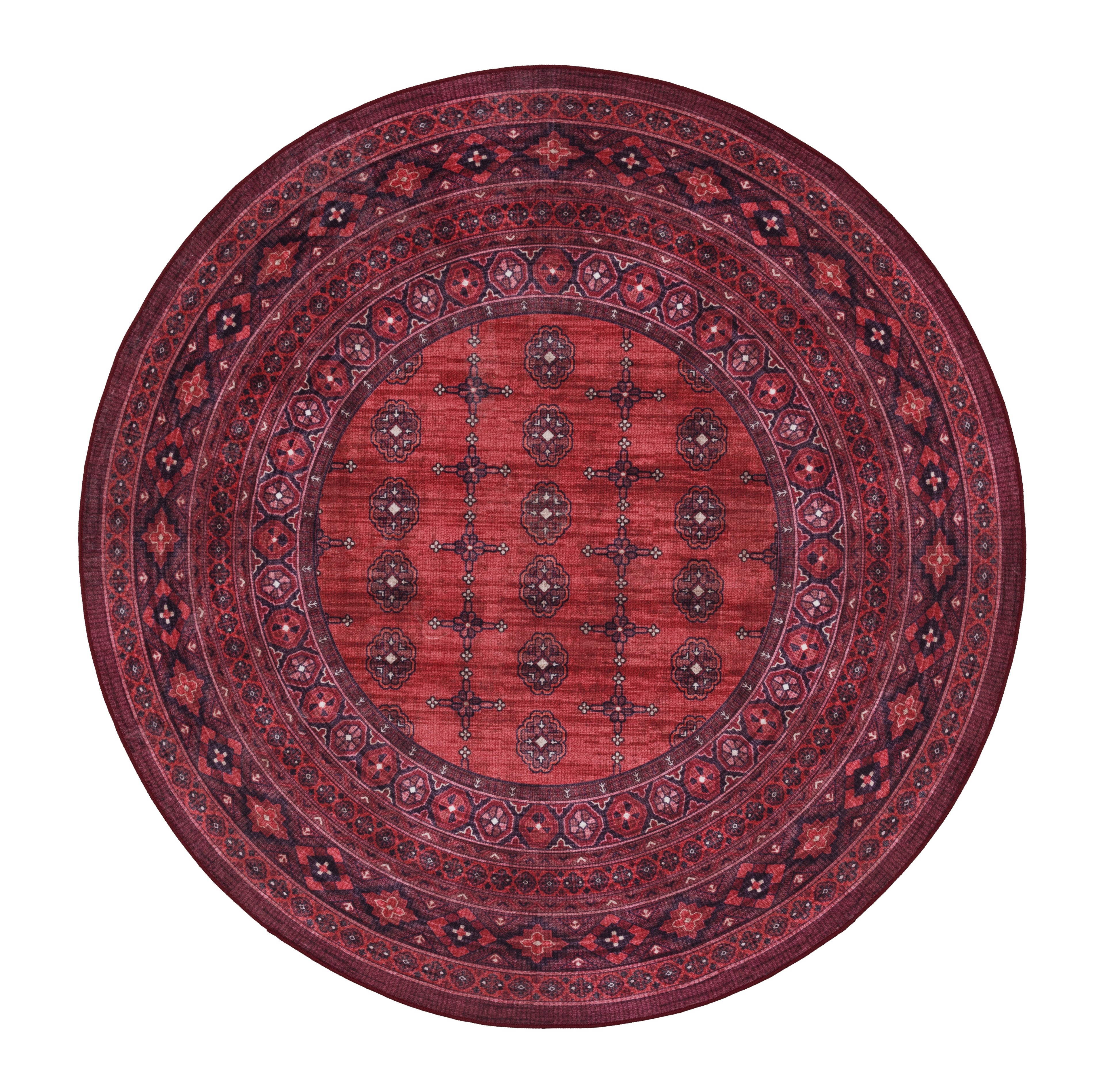 GLN Rugs Arcadia - Machine Washable Area Rug - Dark Red Home Rug