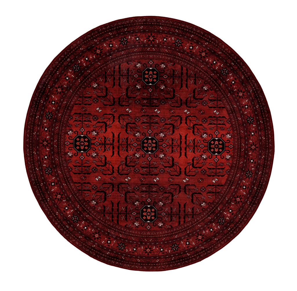 GLN Rugs Lyonesse - Machine Washable Area Rug - Afghan Dark Red Home Rug