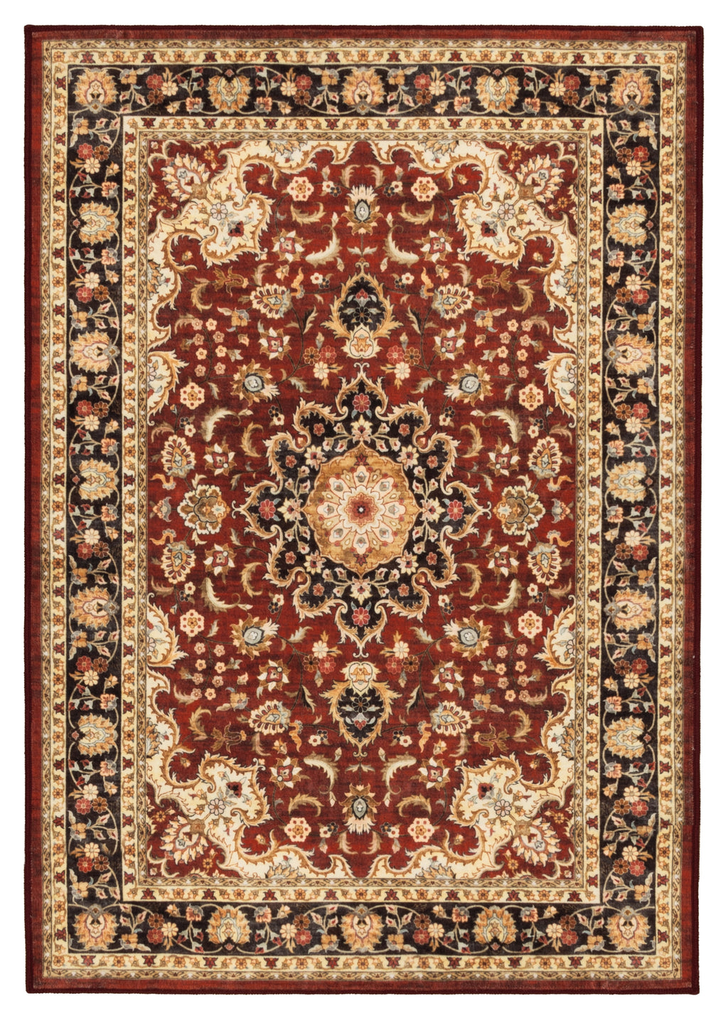 GLN Rugs Aphrodite - Machine Washable Area Rug - Red/Gold Home Rug