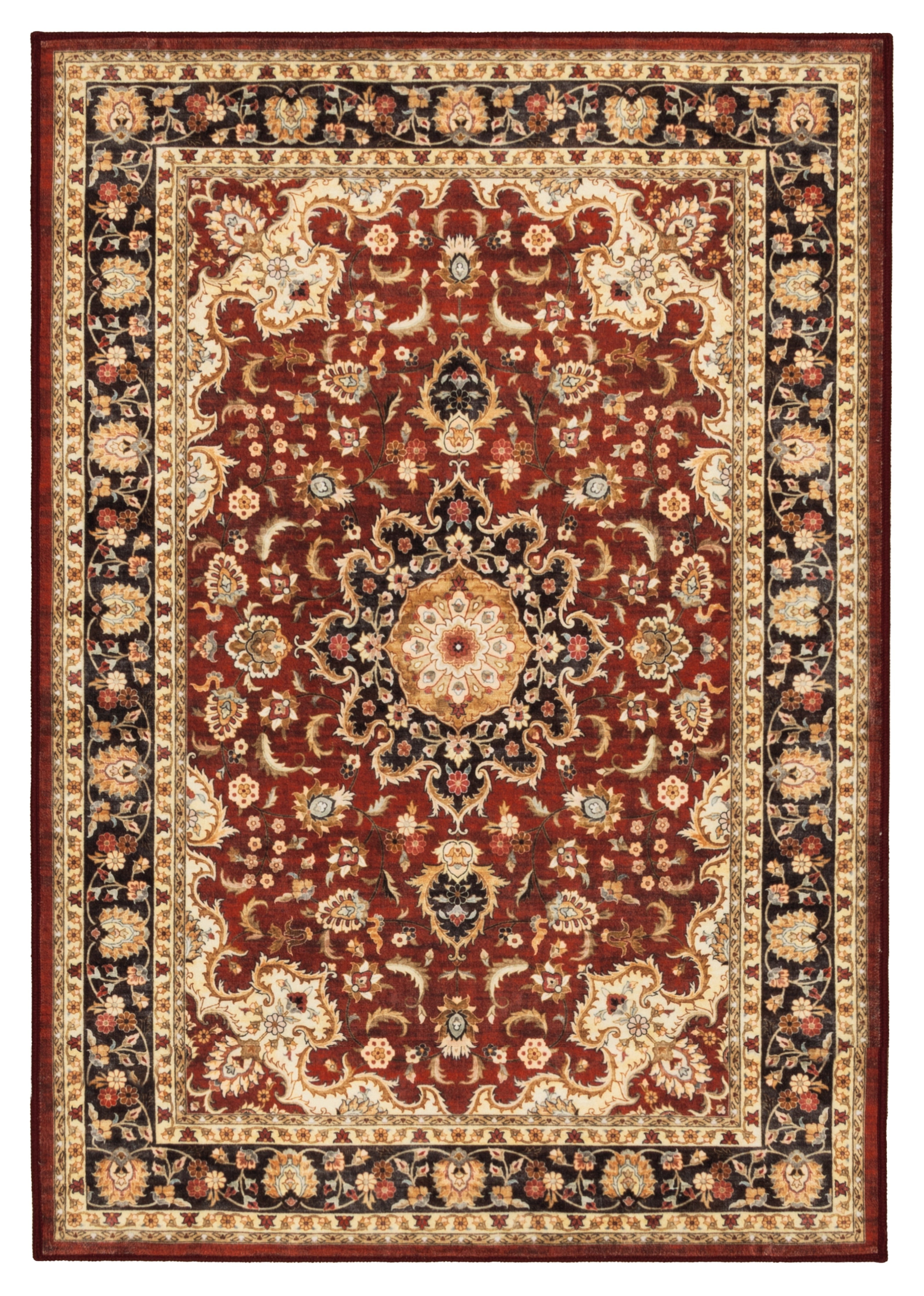 GLN Rugs Aphrodite - Machine Washable Area Rug - Red/Gold Home Rug