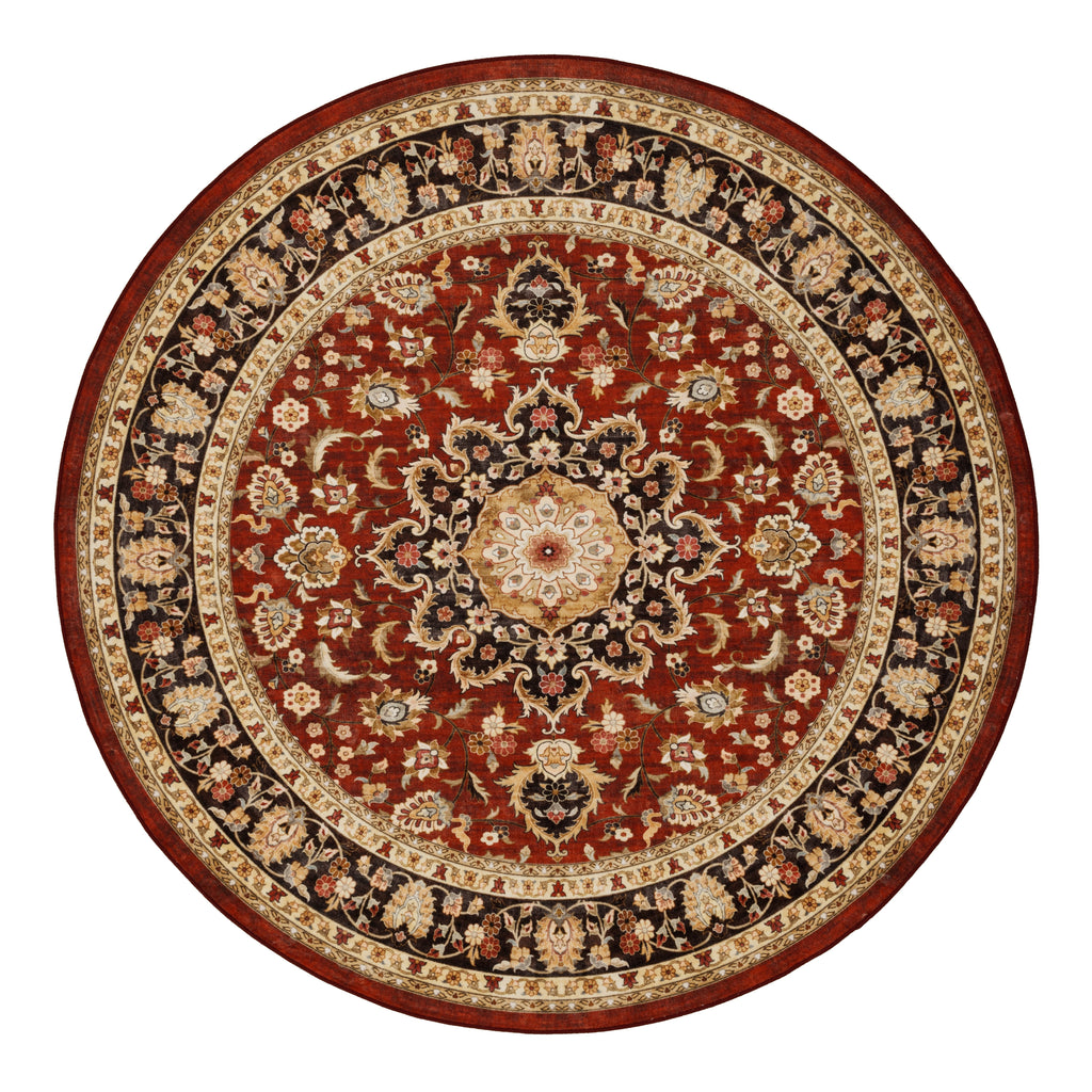 GLN Rugs Aphrodite - Machine Washable Area Rug - Red/Gold Home Rug