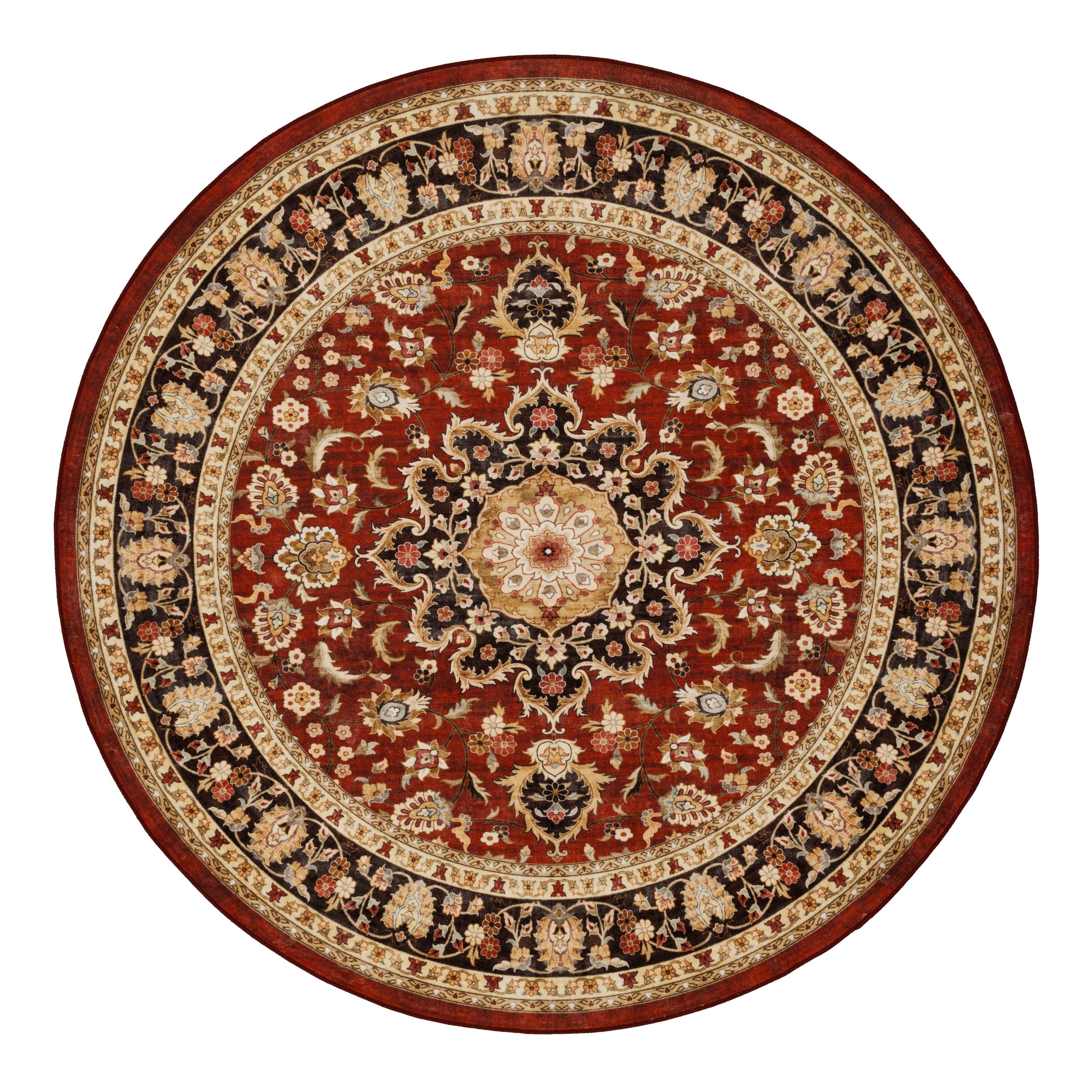 GLN Rugs Aphrodite - Machine Washable Area Rug - Red/Gold Home Rug