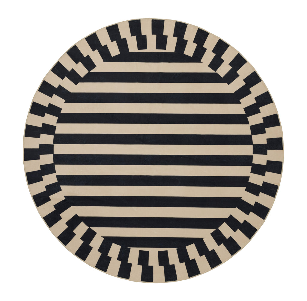 GLN Rugs Bodrum - Machine Washable Area Rug - Navy/Beige Home Rug