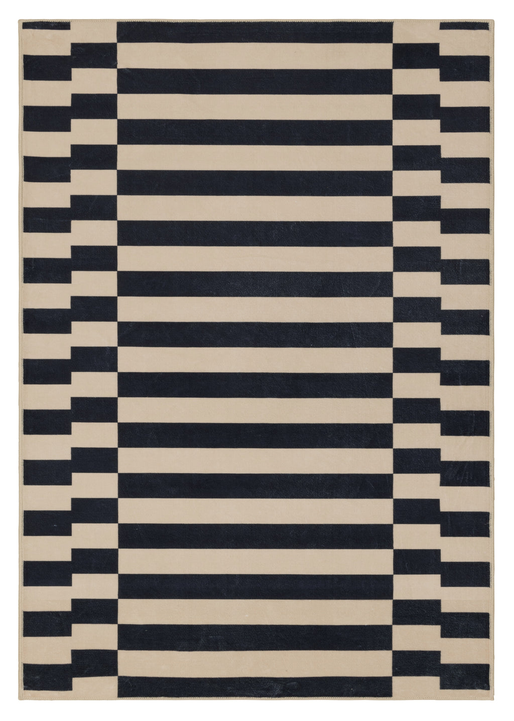 GLN Rugs Bodrum - Machine Washable Area Rug - Navy/Beige Home Rug