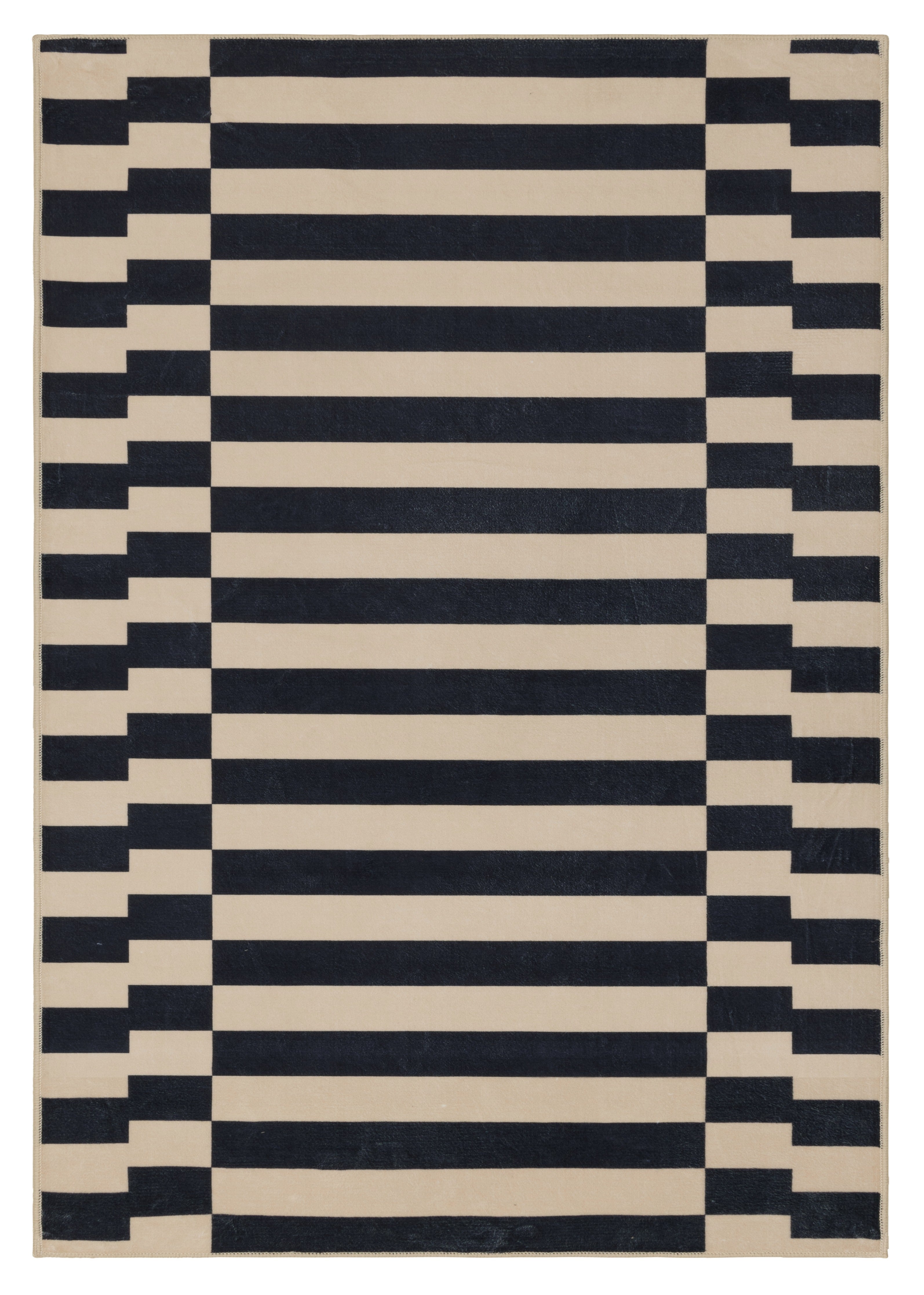 GLN Rugs Bodrum - Machine Washable Area Rug - Navy/Beige Home Rug