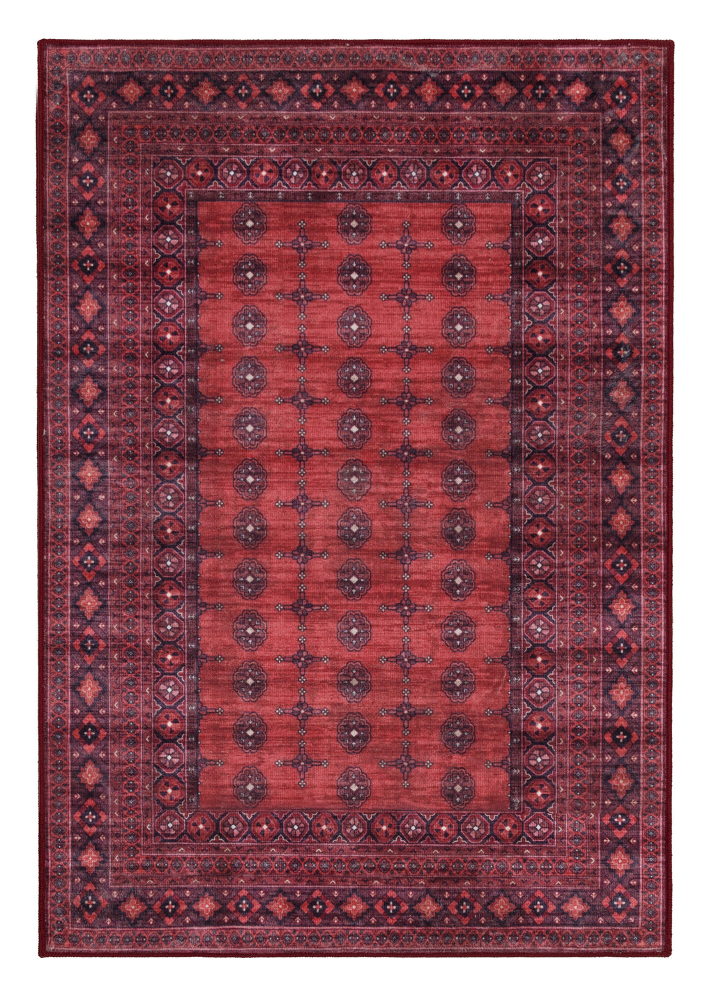 GLN Rugs Arcadia - Machine Washable Area Rug - Dark Red Home Rug