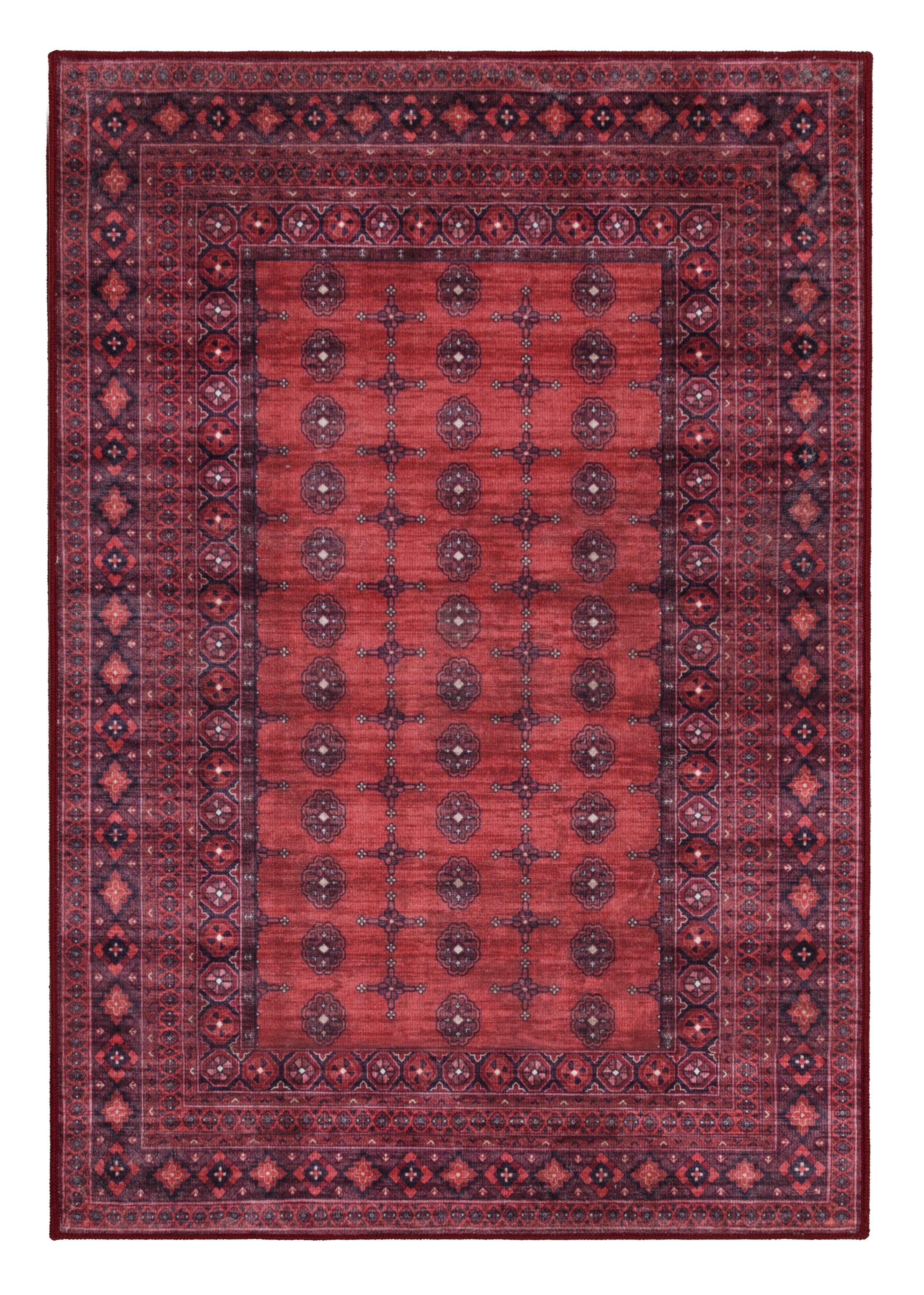 GLN Rugs Arcadia - Machine Washable Area Rug - Dark Red Home Rug