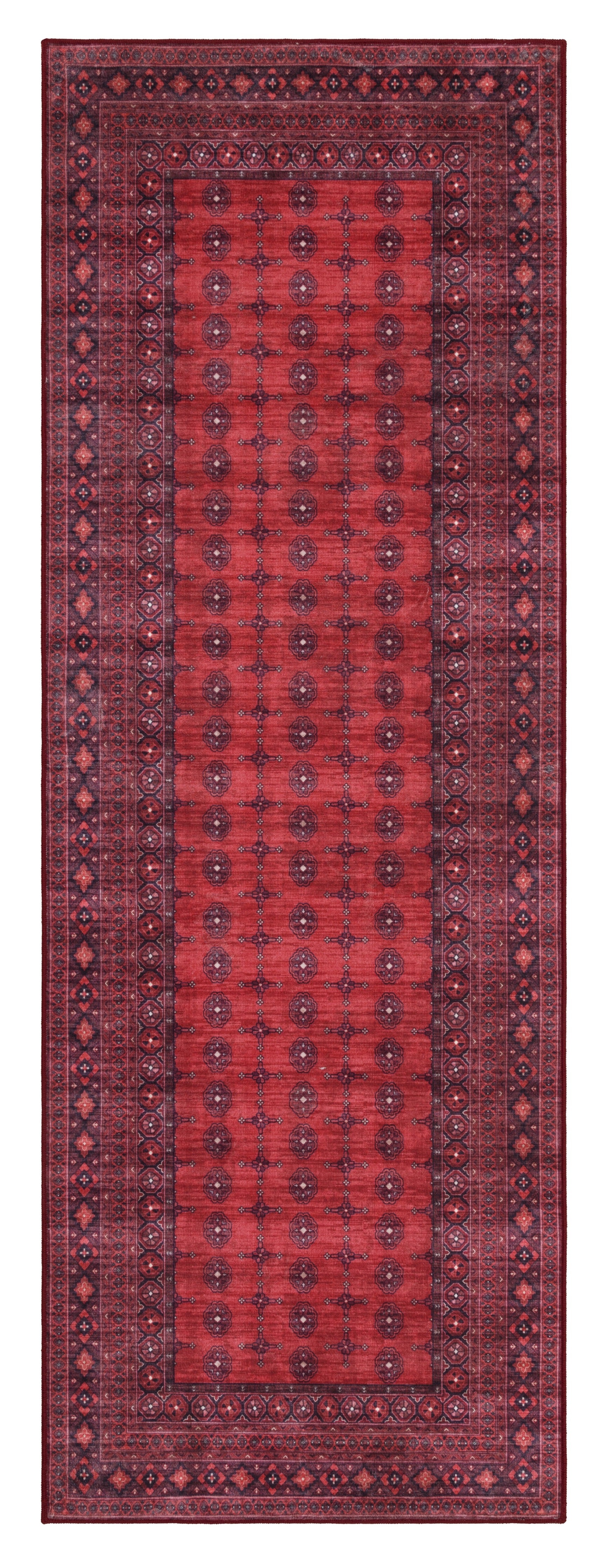 GLN Rugs Arcadia - Machine Washable Area Rug - Dark Red Home Rug