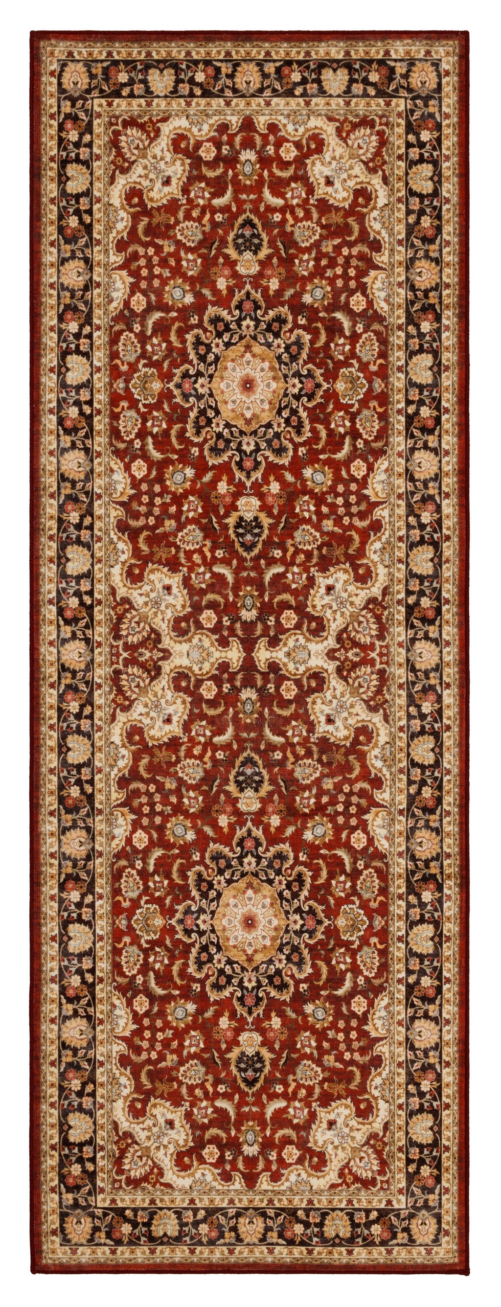 GLN Rugs Aphrodite - Machine Washable Area Rug - Red/Gold Home Rug