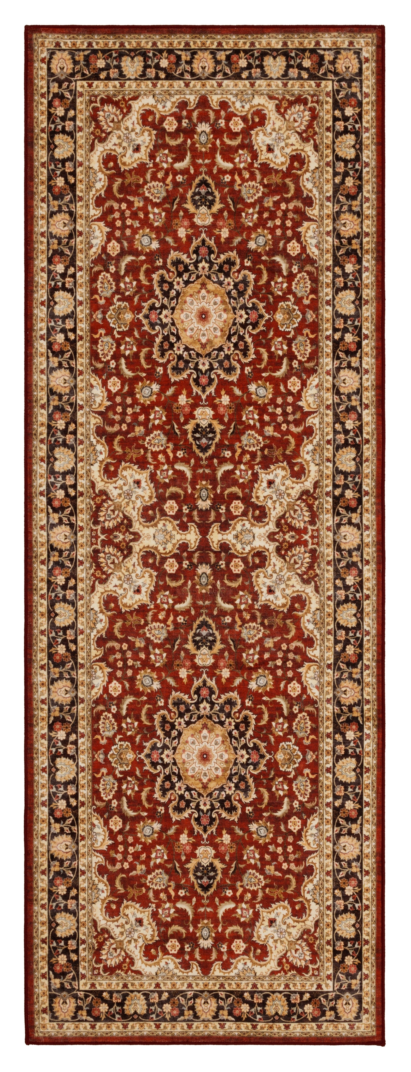 GLN Rugs Aphrodite - Machine Washable Area Rug - Red/Gold Home Rug