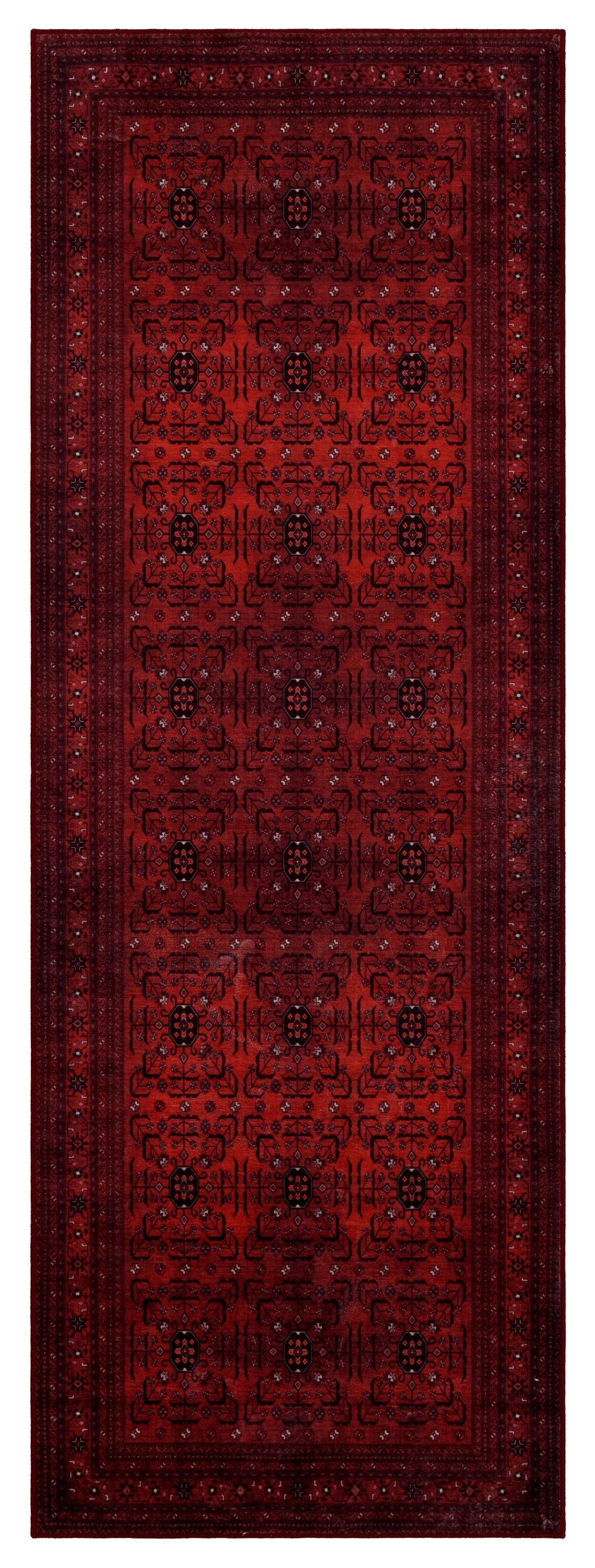 GLN Rugs Lyonesse - Machine Washable Area Rug - Afghan Dark Red Home Rug