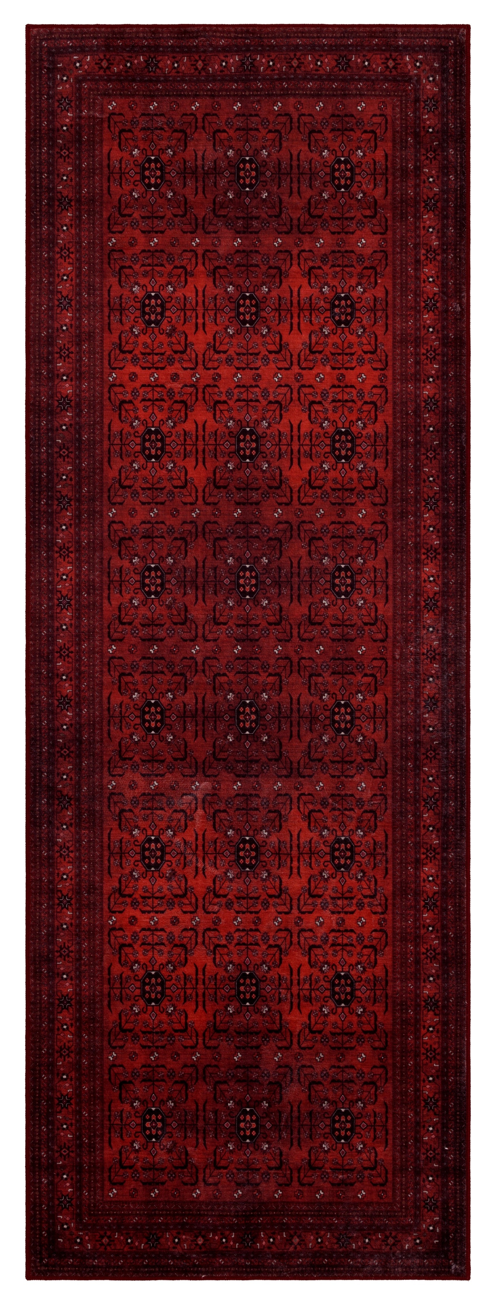 GLN Rugs Lyonesse - Machine Washable Area Rug - Afghan Dark Red Home Rug