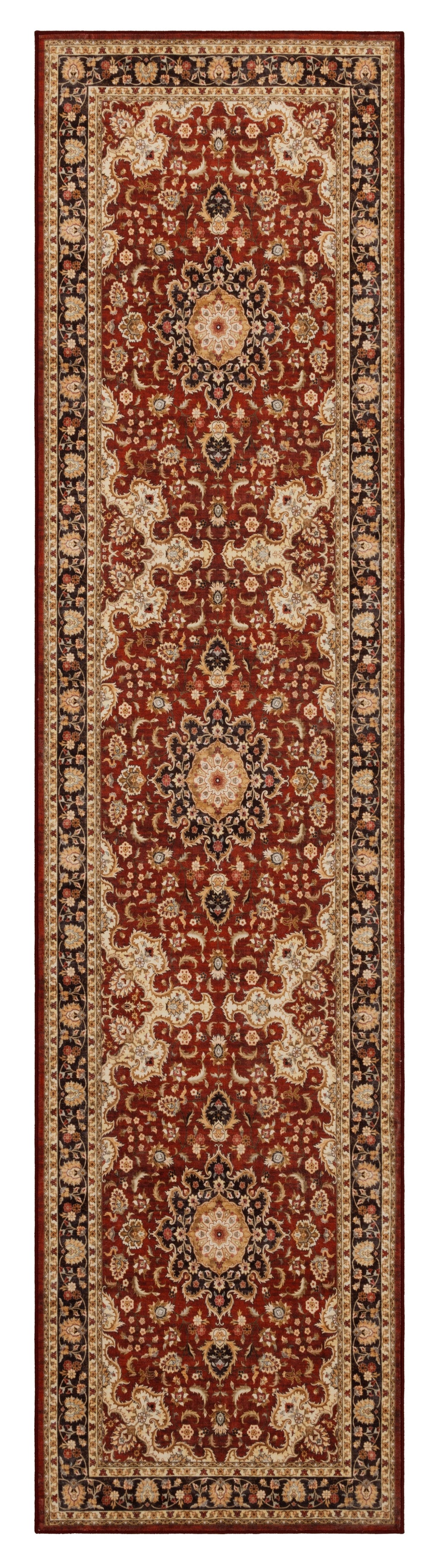 GLN Rugs Aphrodite - Machine Washable Area Rug - Red/Gold Home Rug