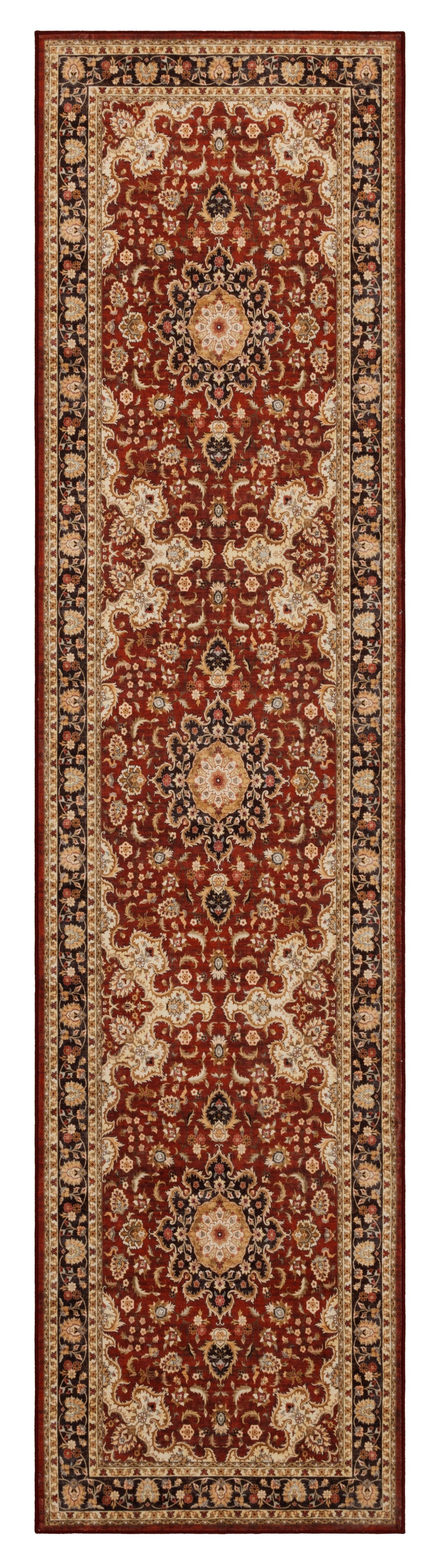GLN Rugs Aphrodite - Machine Washable Area Rug - Red/Gold Home Rug