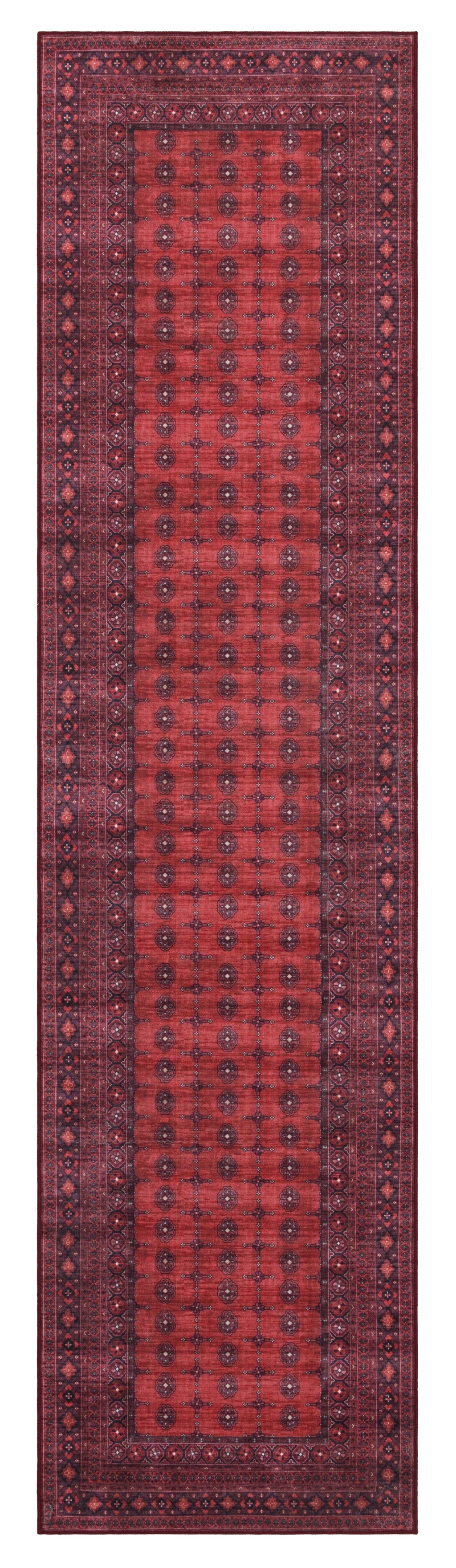 GLN Rugs Arcadia - Machine Washable Area Rug - Dark Red Home Rug