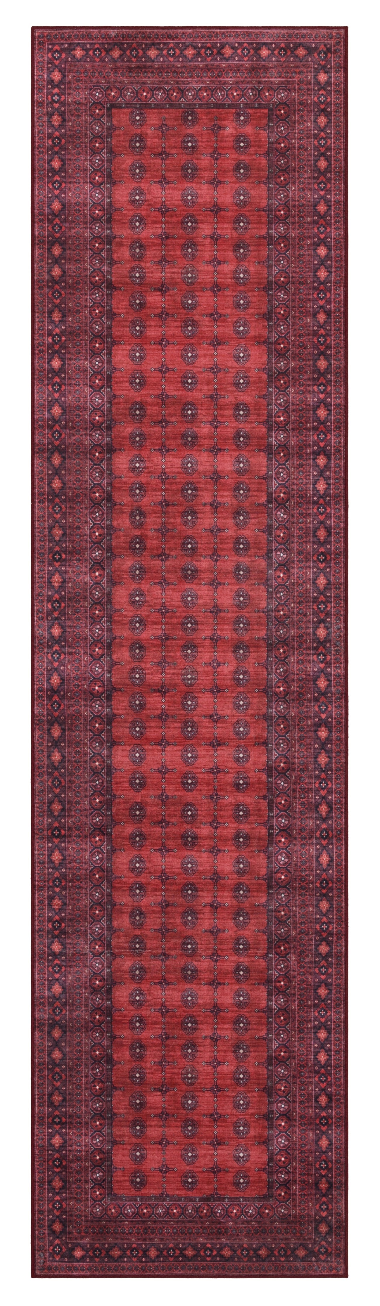 GLN Rugs Arcadia - Machine Washable Area Rug - Dark Red Home Rug