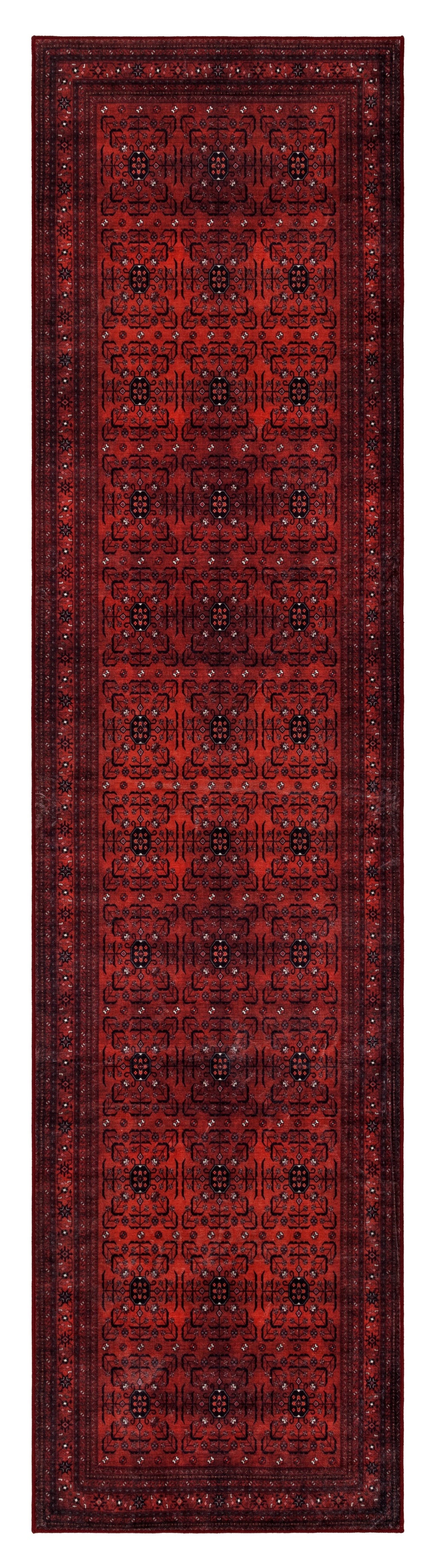 GLN Rugs Lyonesse - Machine Washable Area Rug - Afghan Dark Red Home Rug
