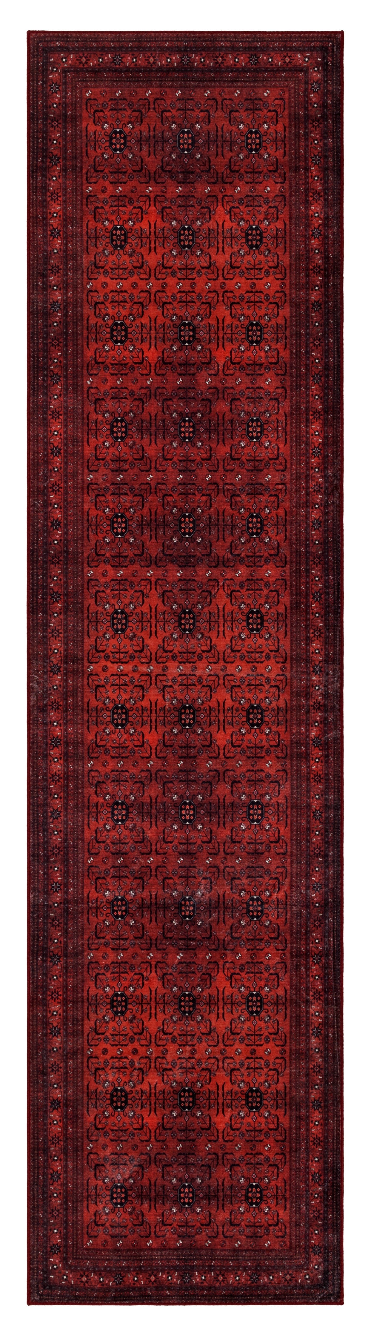 GLN Rugs Lyonesse - Machine Washable Area Rug - Afghan Dark Red Home Rug