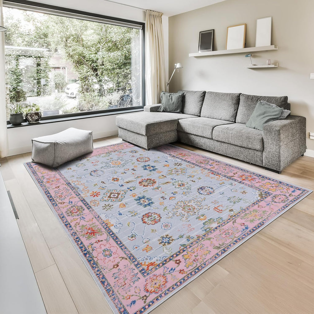 GLN Rugs Ayder - Machine Washable Area Rug - Turkish Pink Home Rugs