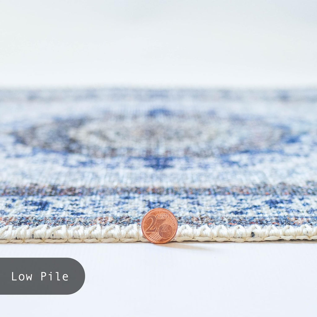 GLN Rugs Vona - Machine Washable Area Rug - Cream/Navy Home Rug