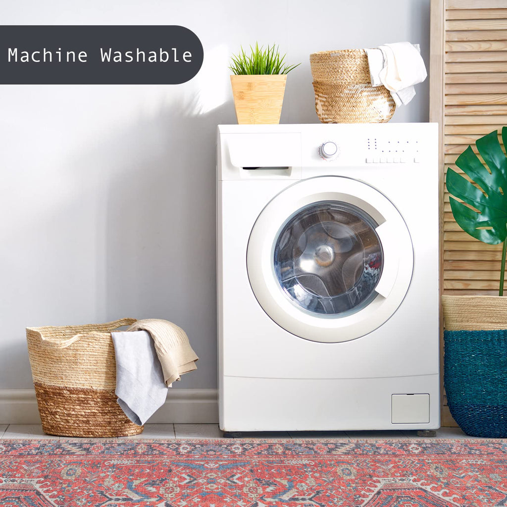 GLN Rugs Kerasus - Machine Washable Area Rug - Multi Red Home Rug