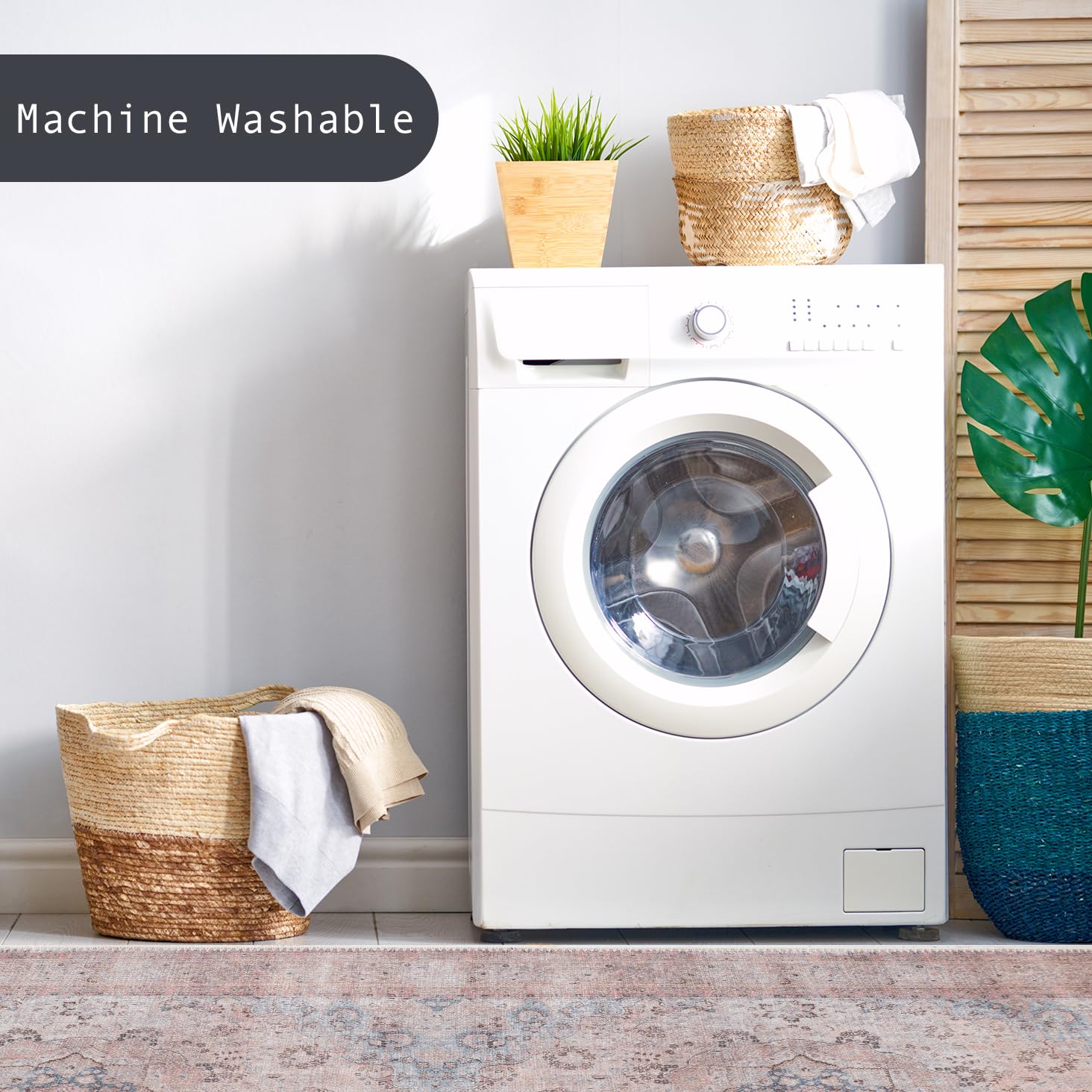 GLN Rugs Tiriala - Machine Washable Area Rug - Multi/Pink Home Rug