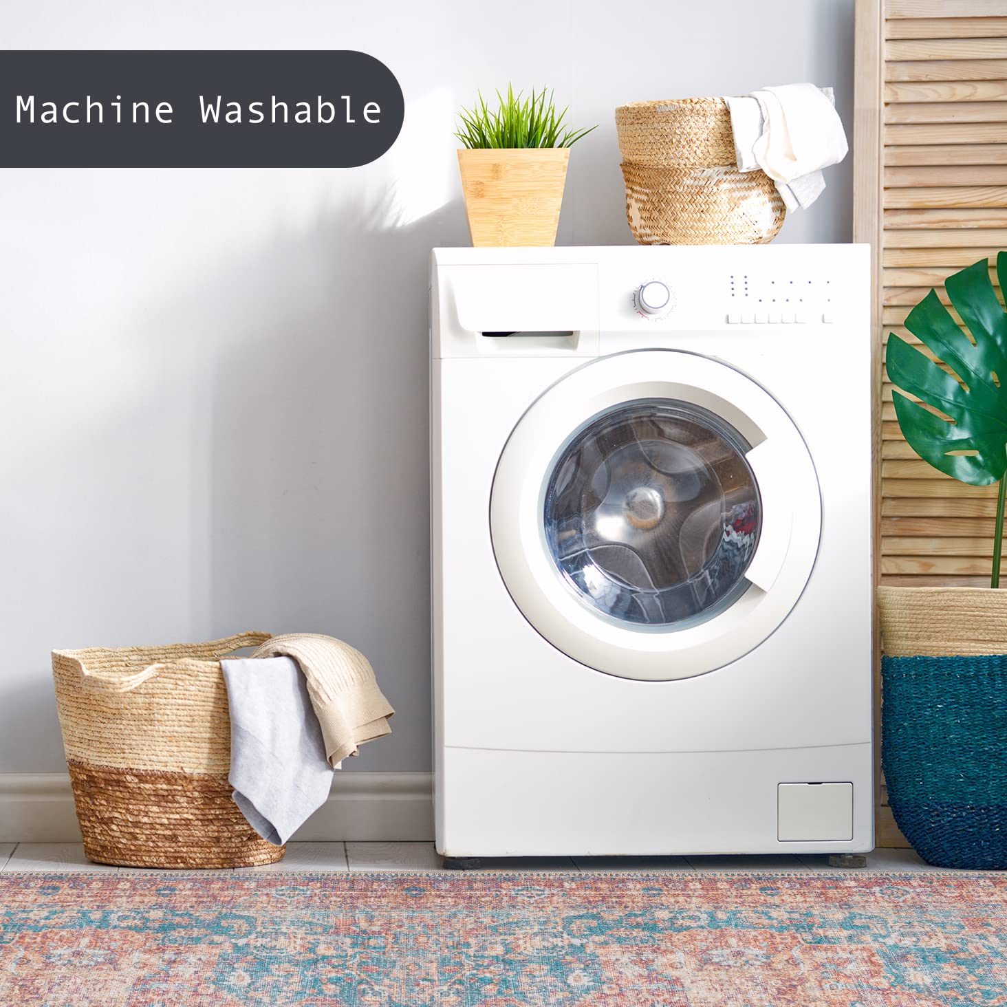 GLN Rugs Sumela - Machine Washable Area Rug - Terra/Green Home Rug