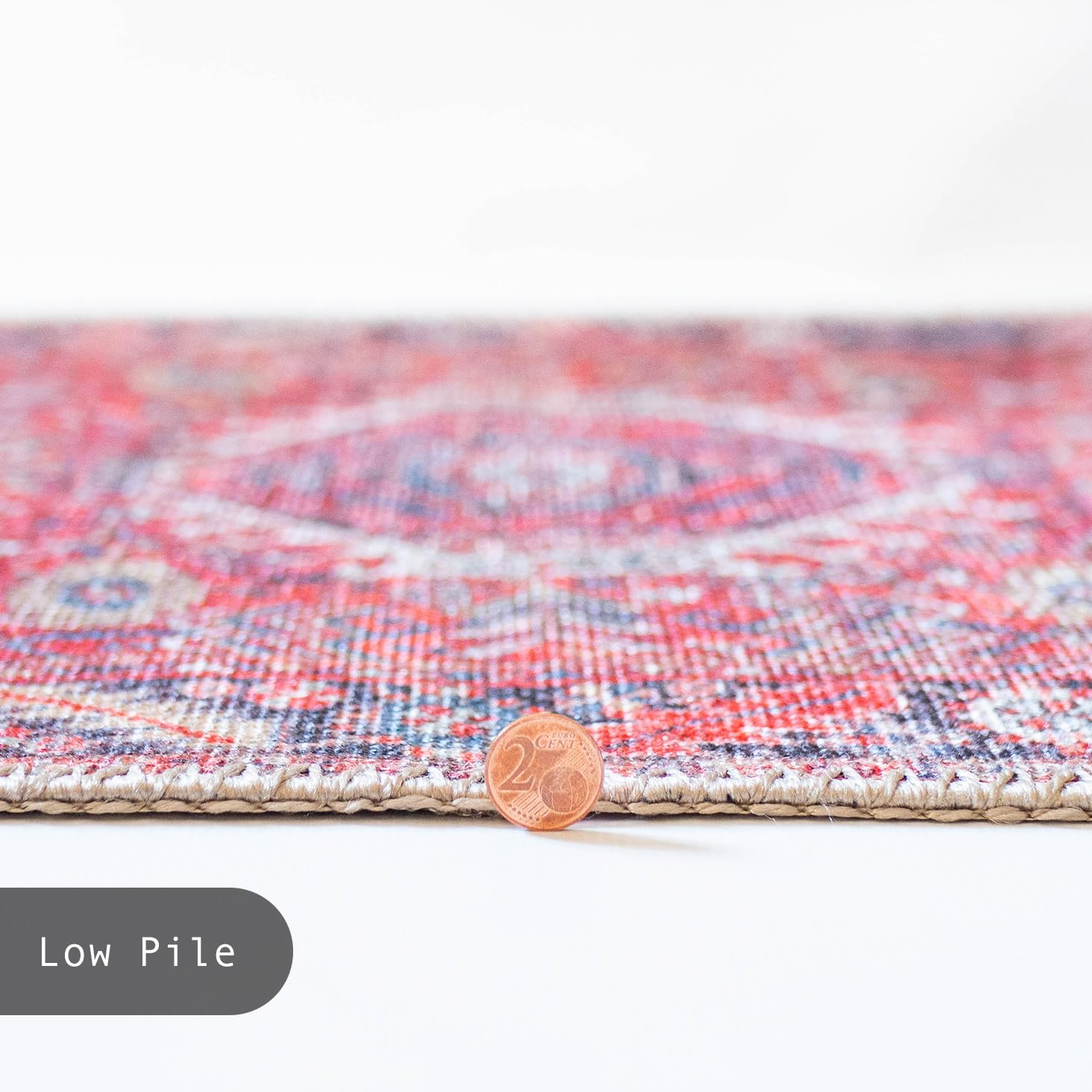 GLN Rugs Kerasus - Machine Washable Area Rug - Multi Red Home Rug