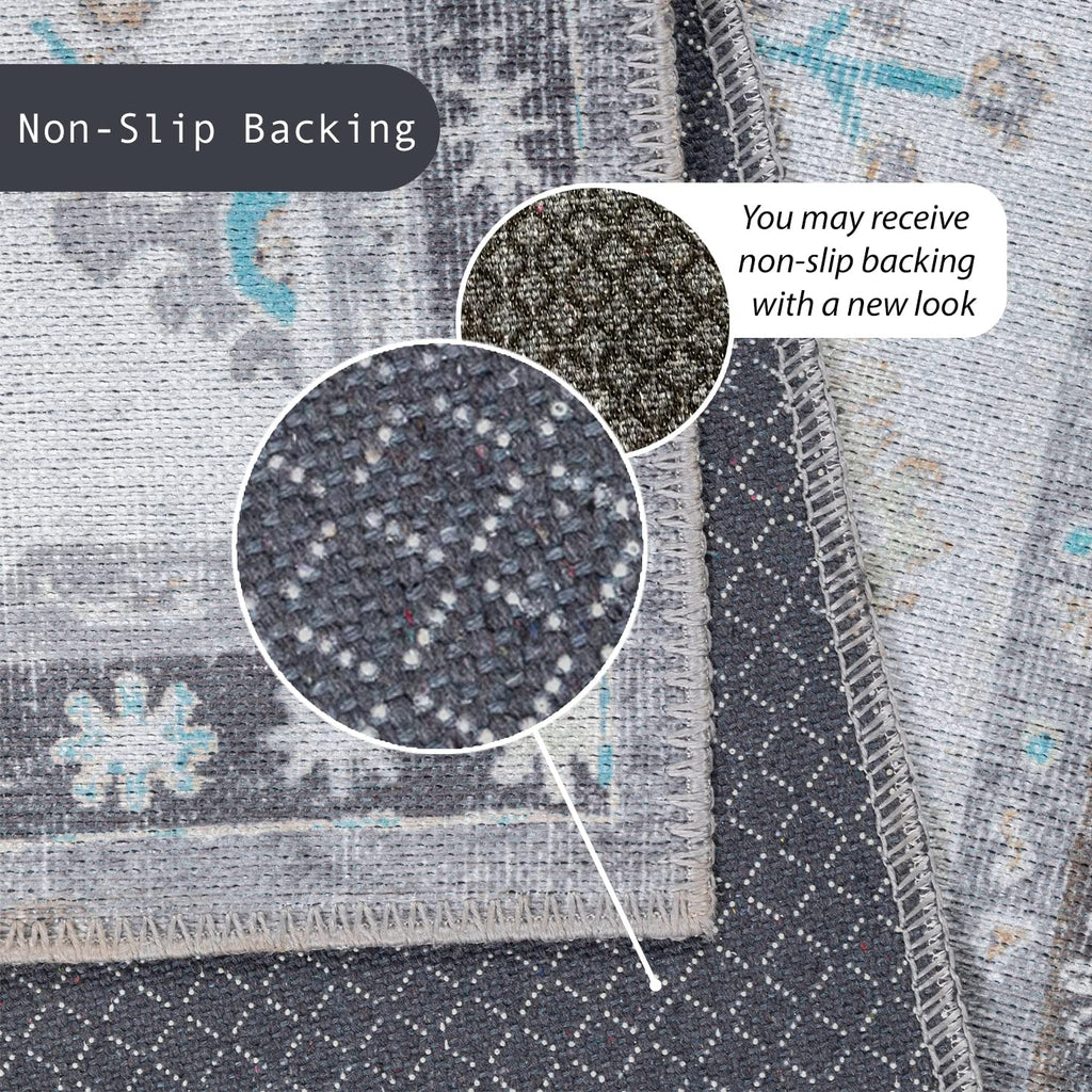 GLN Rugs Idyma - Machine Washable Area Rug - Cream/Gray Home Rug